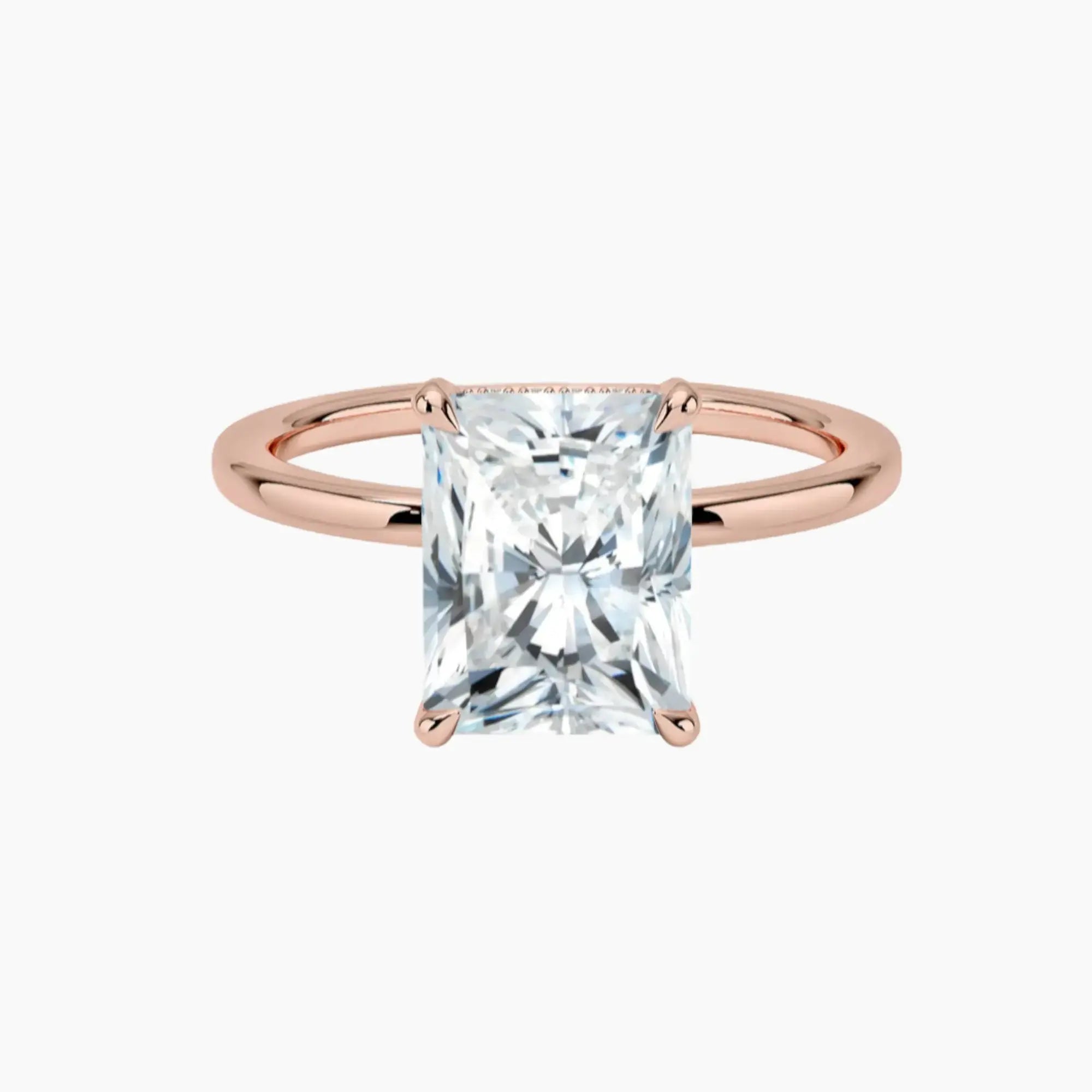 Dahlia Radiant Hidden Halo 3 Carat Lab Grown Diamond Engagement Ring in 14K White Gold