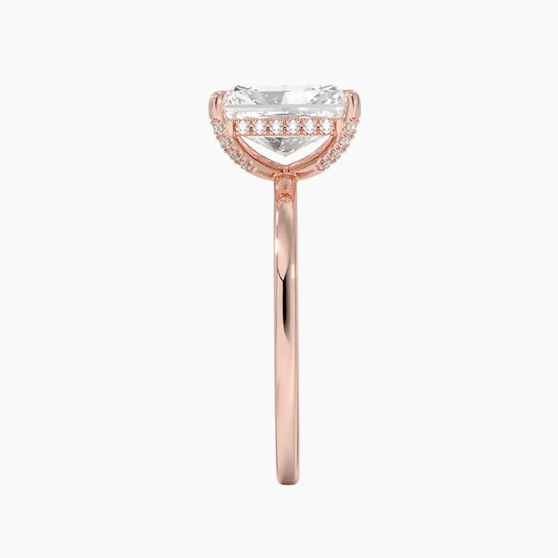 Dahlia Radiant Hidden Halo 1 Carat Lab Grown Diamond Engagement Ring in 18K Yellow Gold