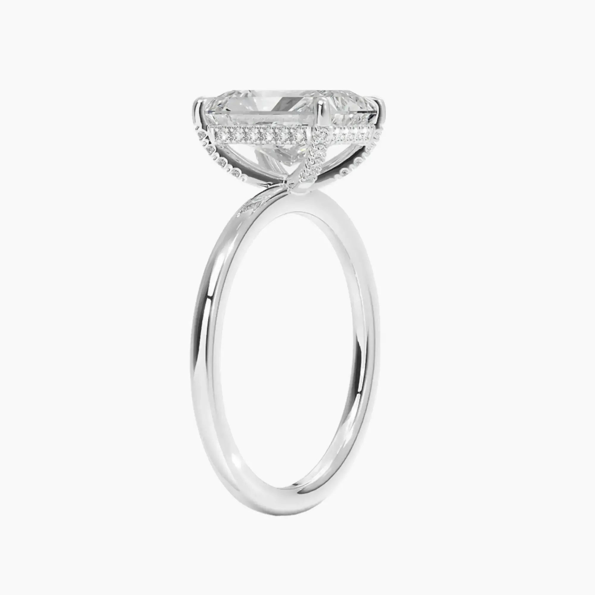 Dahlia Radiant Hidden Halo Diamond Ring Setting in 18K Yellow Gold