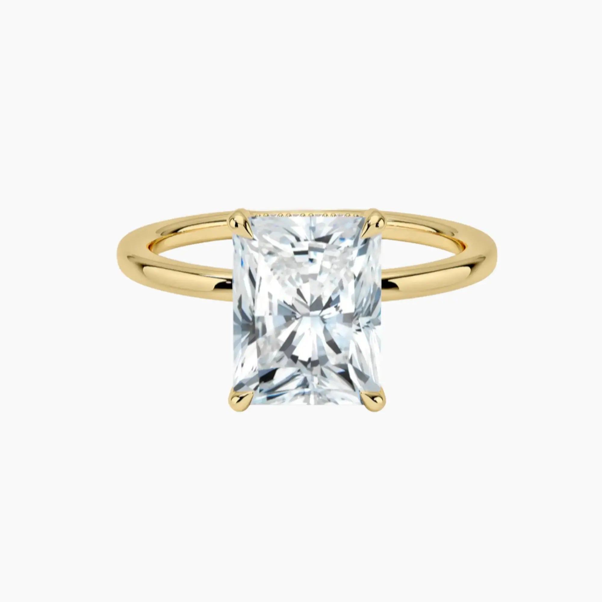 Dahlia Radiant Hidden Halo Diamond Ring Setting in 18K Yellow Gold