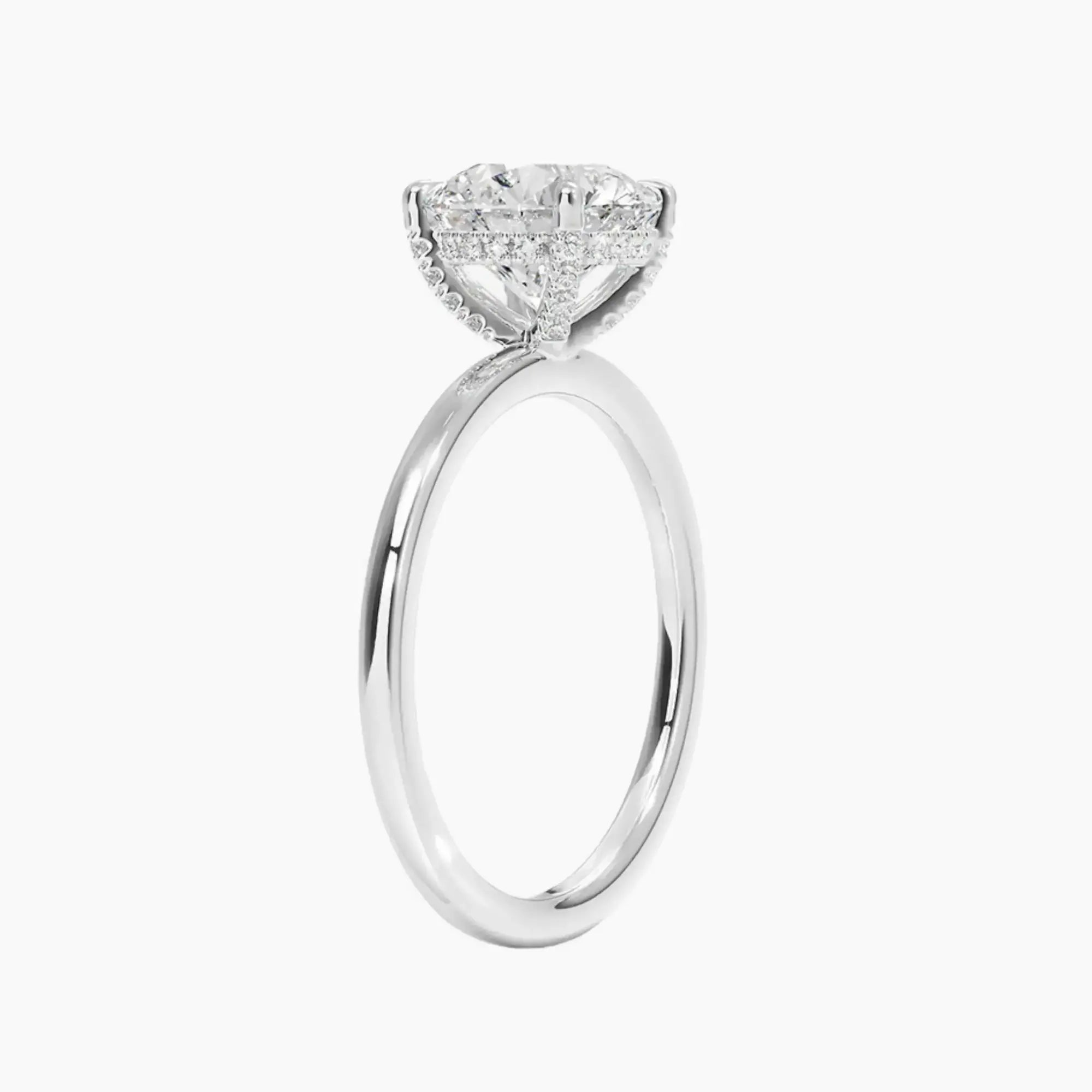 Dahlia Round Hidden Halo 1.5 Carat Lab Grown Diamond Engagement Ring in 18K White Gold