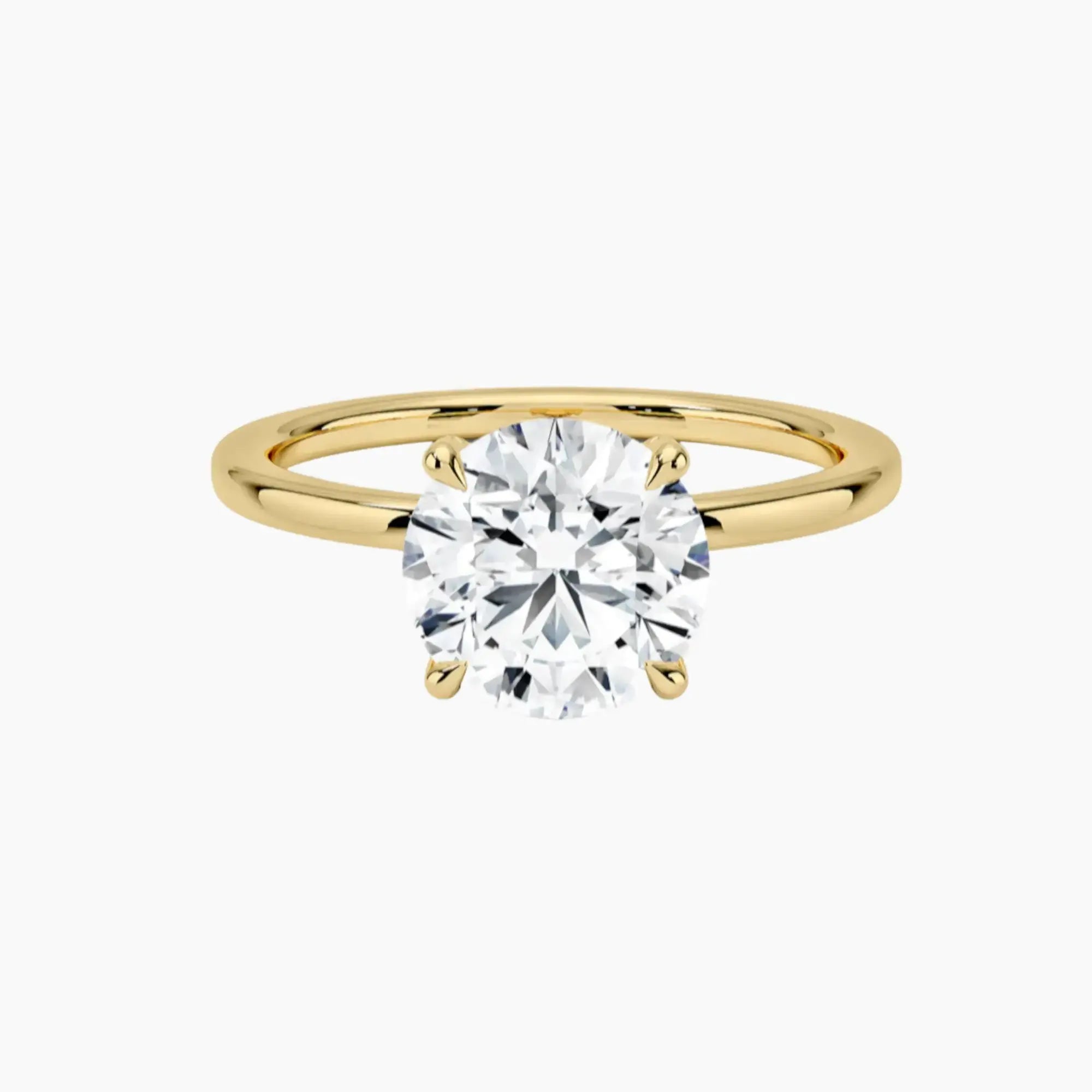 Dahlia Round Hidden Halo Diamond Ring Setting in 14K Yellow Gold