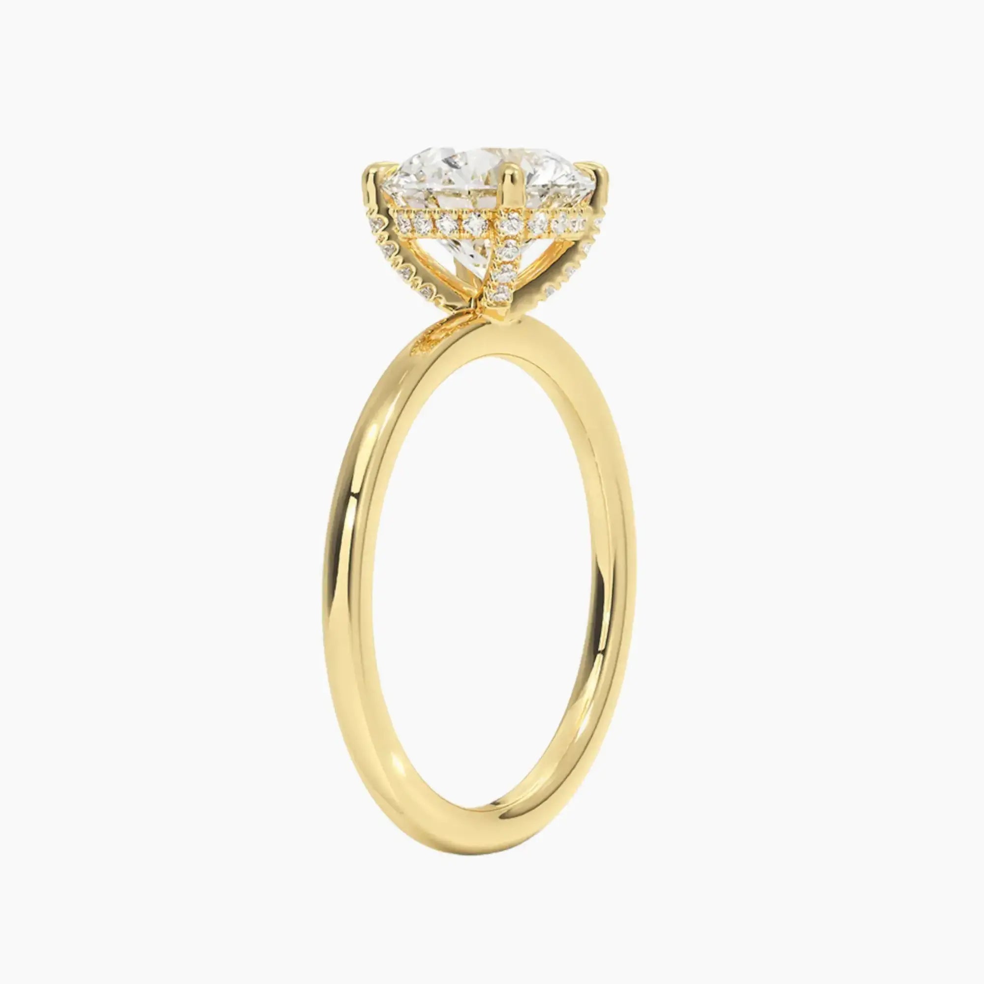 Dahlia Round Hidden Halo Diamond Ring Setting in 18K Yellow Gold