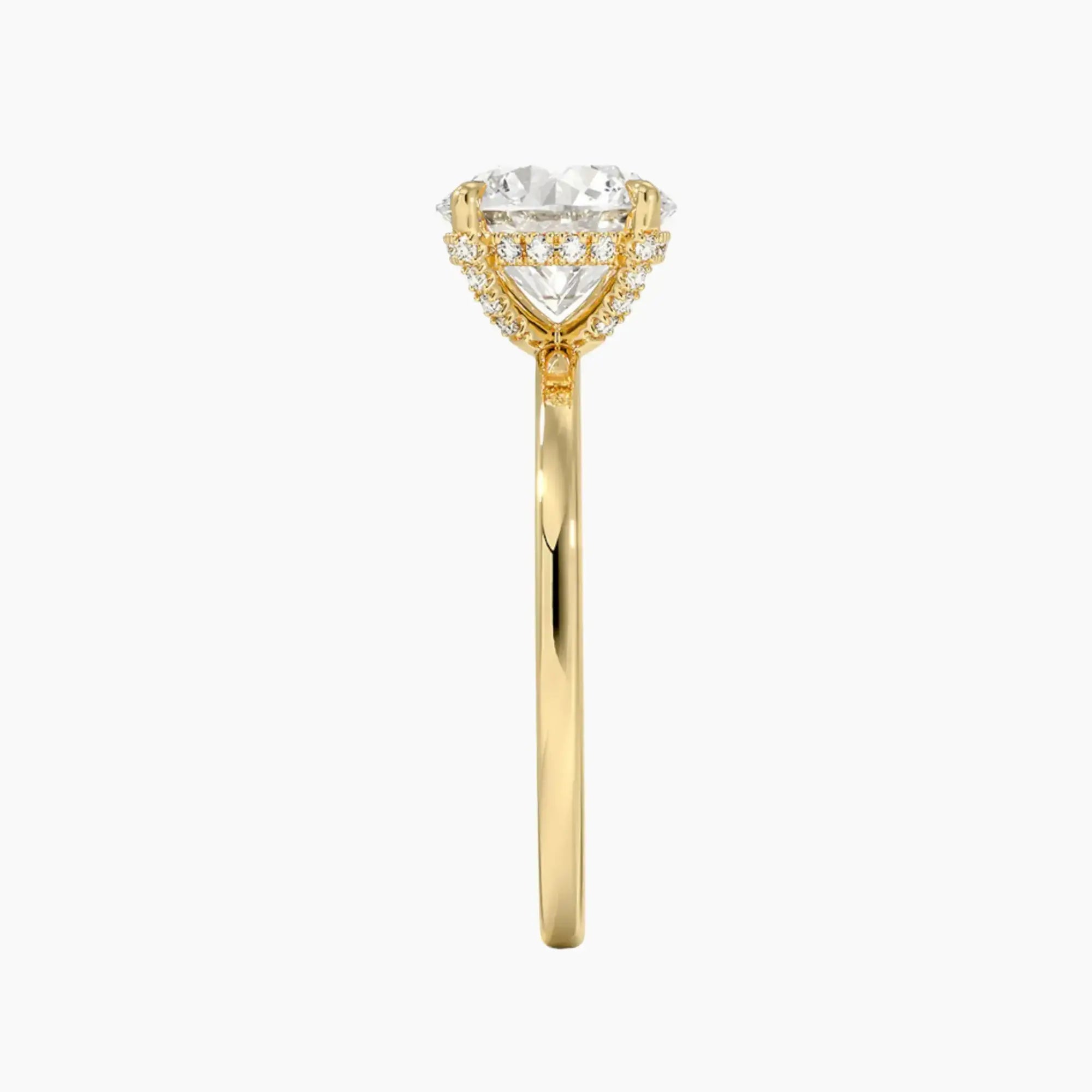 Dahlia Round Hidden Halo 1 Carat Lab Grown Diamond Engagement Ring in 14K Yellow Gold