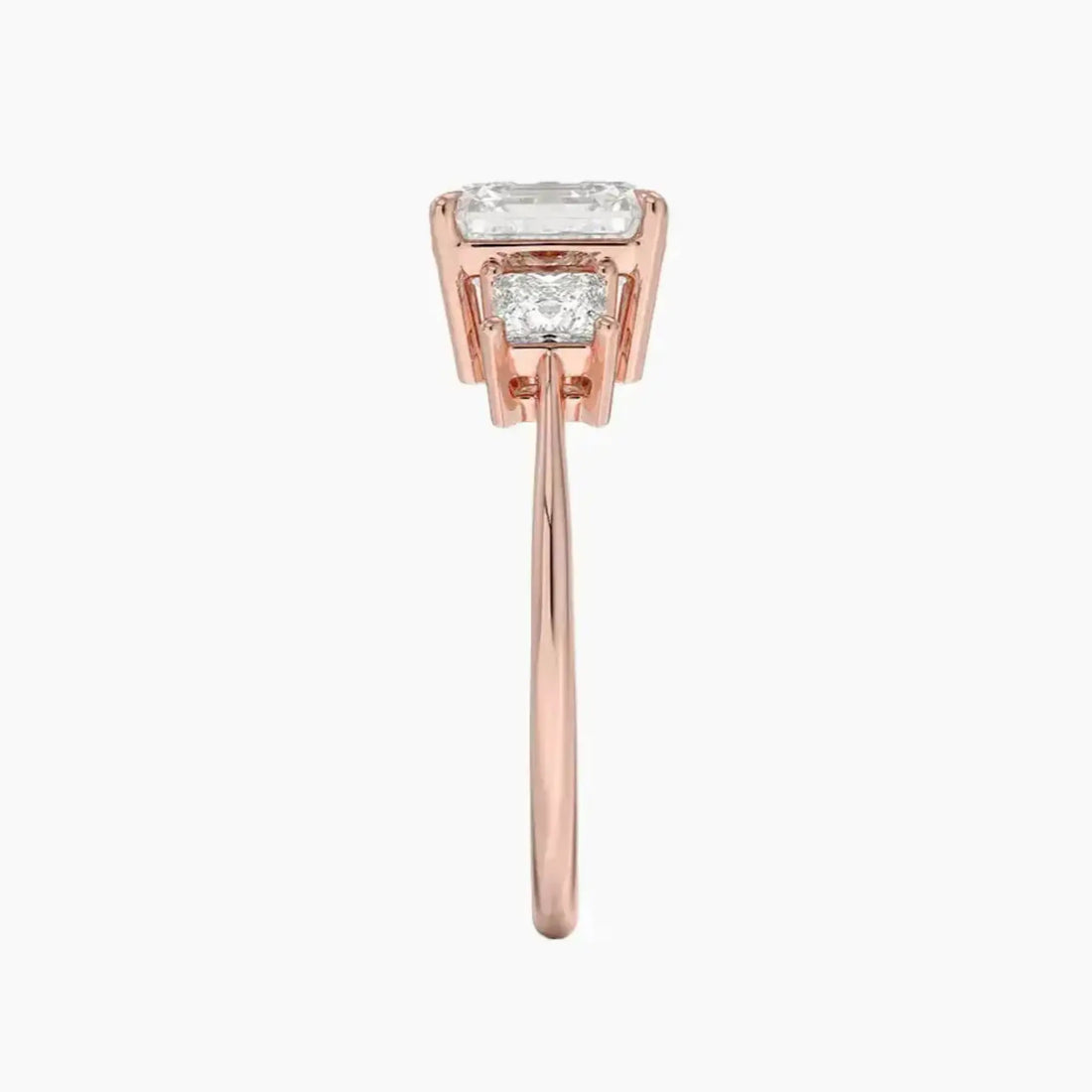 Vespera Asscher Three Stone 3 Carat Lab Grown Diamond Engagement Ring in 14K White Gold