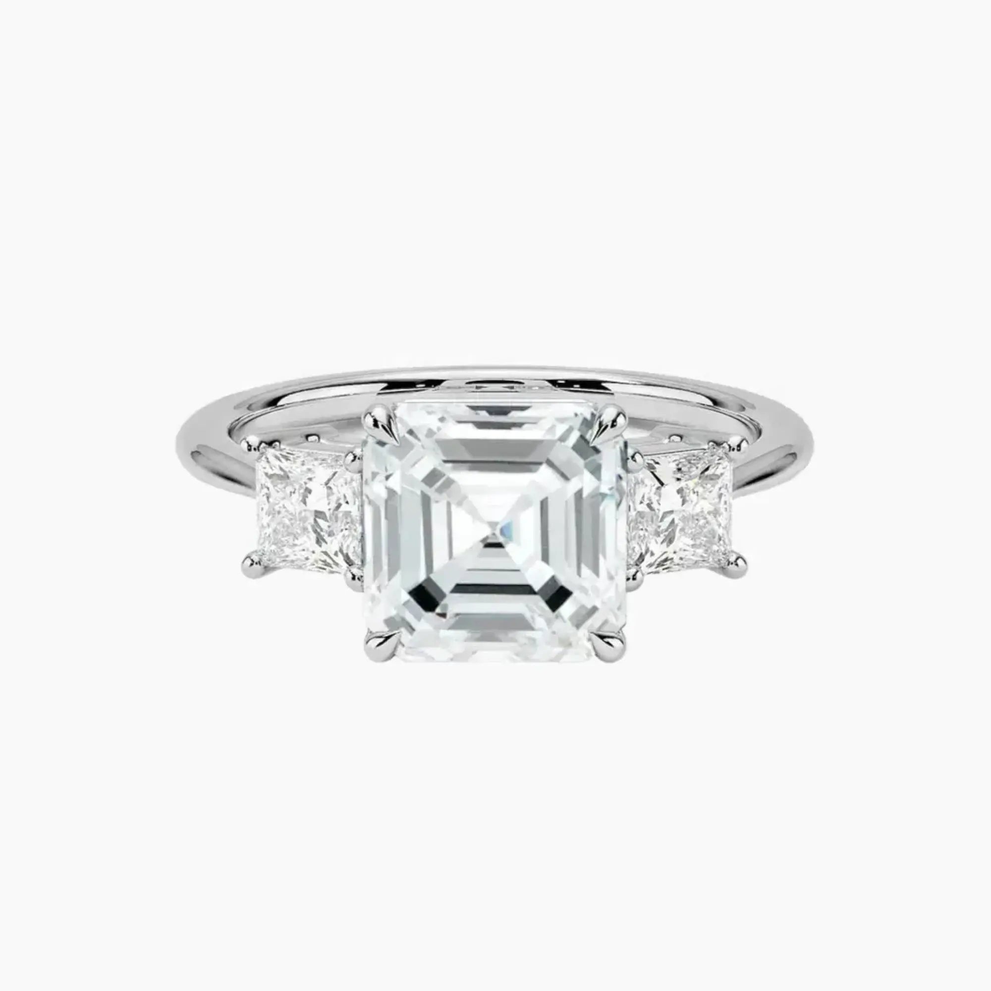Vespera Asscher Three Stone Diamond Ring Setting in 18K Rose Gold