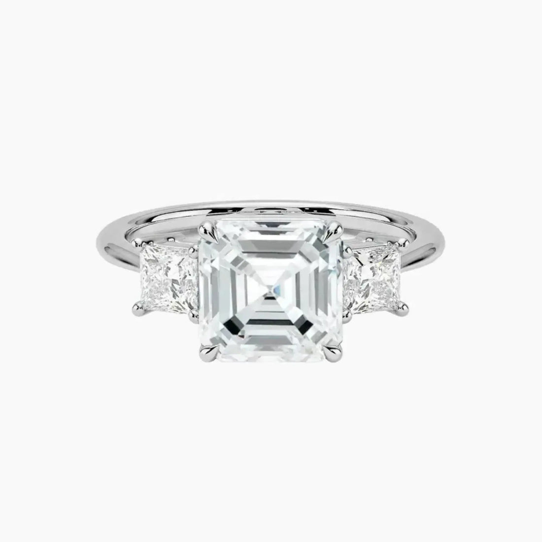 Vespera Asscher Three Stone 1.5 Carat Lab Grown Diamond Engagement Ring in 18K Yellow Gold