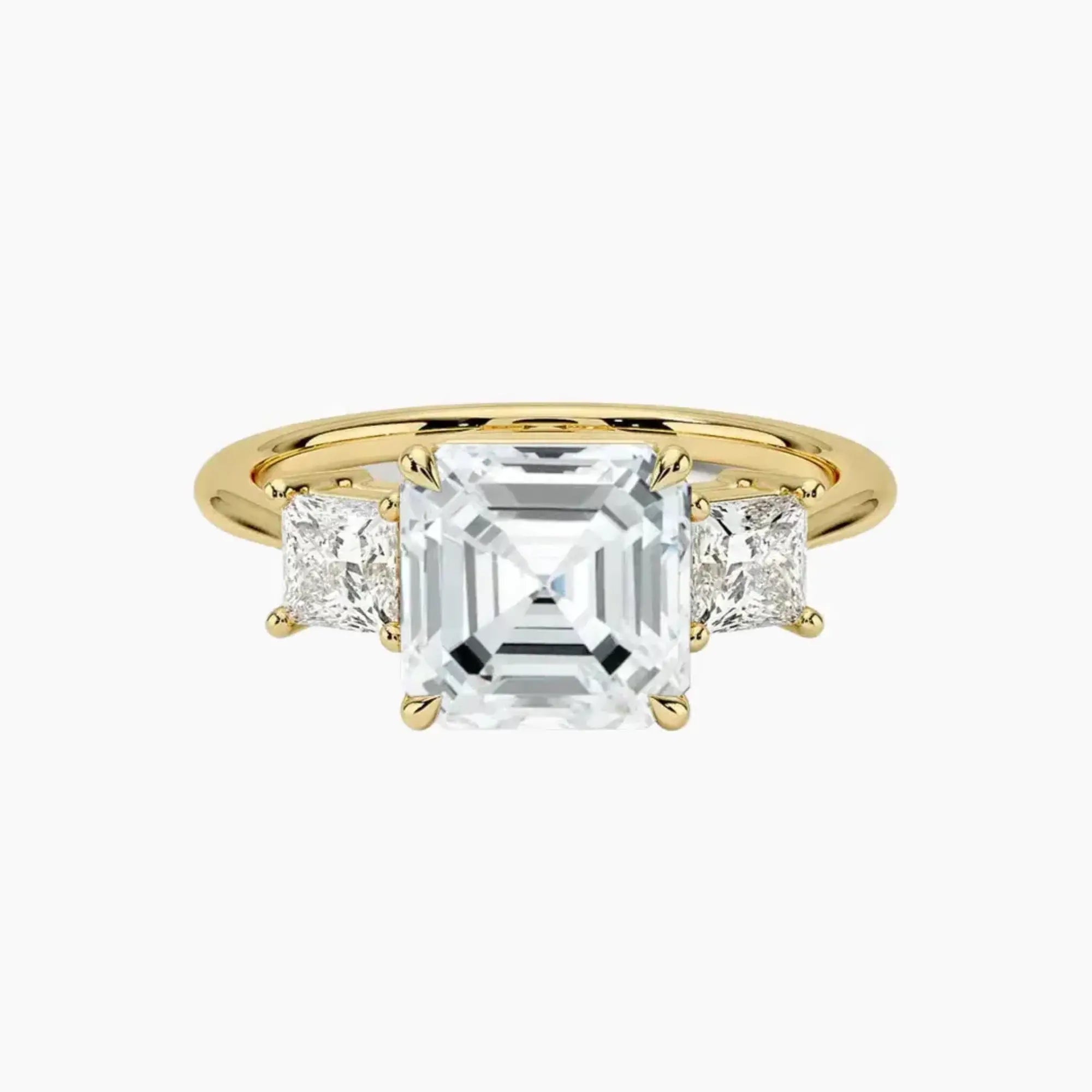 Vespera Asscher Three Stone 3 Carat Lab Grown Diamond Engagement Ring in 14K White Gold