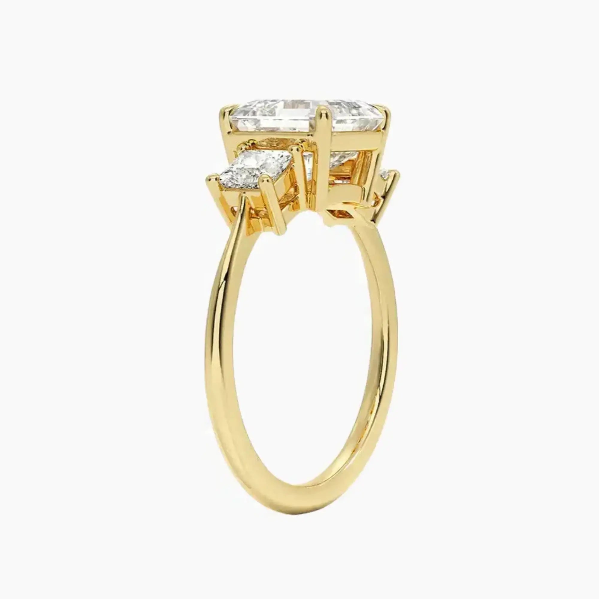 Vespera Asscher Three Stone 2.5 Carat Lab Grown Diamond Engagement Ring in 18K White Gold