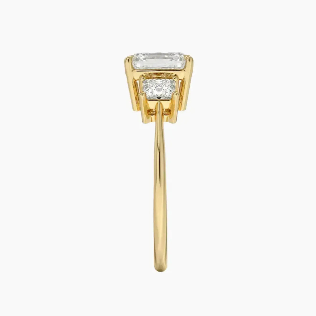 Vespera Asscher Three Stone 2 Carat Lab Grown Diamond Engagement Ring in 18K White Gold