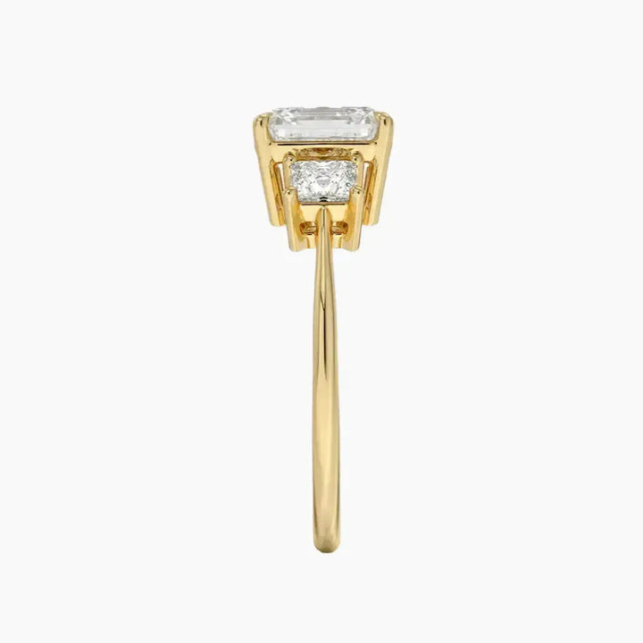Vespera Asscher Three Stone 1 Carat Lab Grown Diamond Engagement Ring in 18K Rose Gold