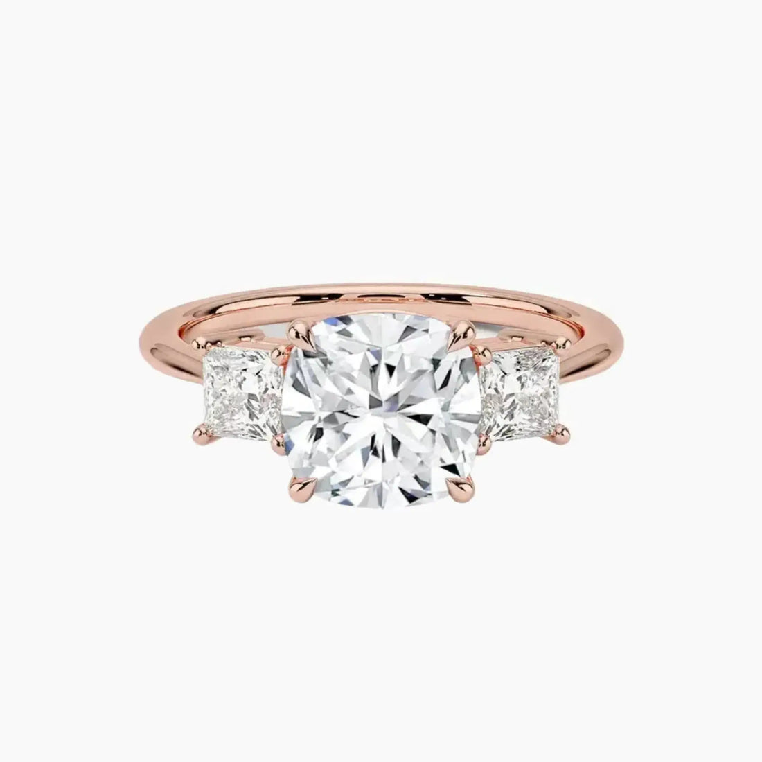 Vespera Cushion Three Stone 2 Carat Lab Grown Diamond Engagement Ring in 18K White Gold