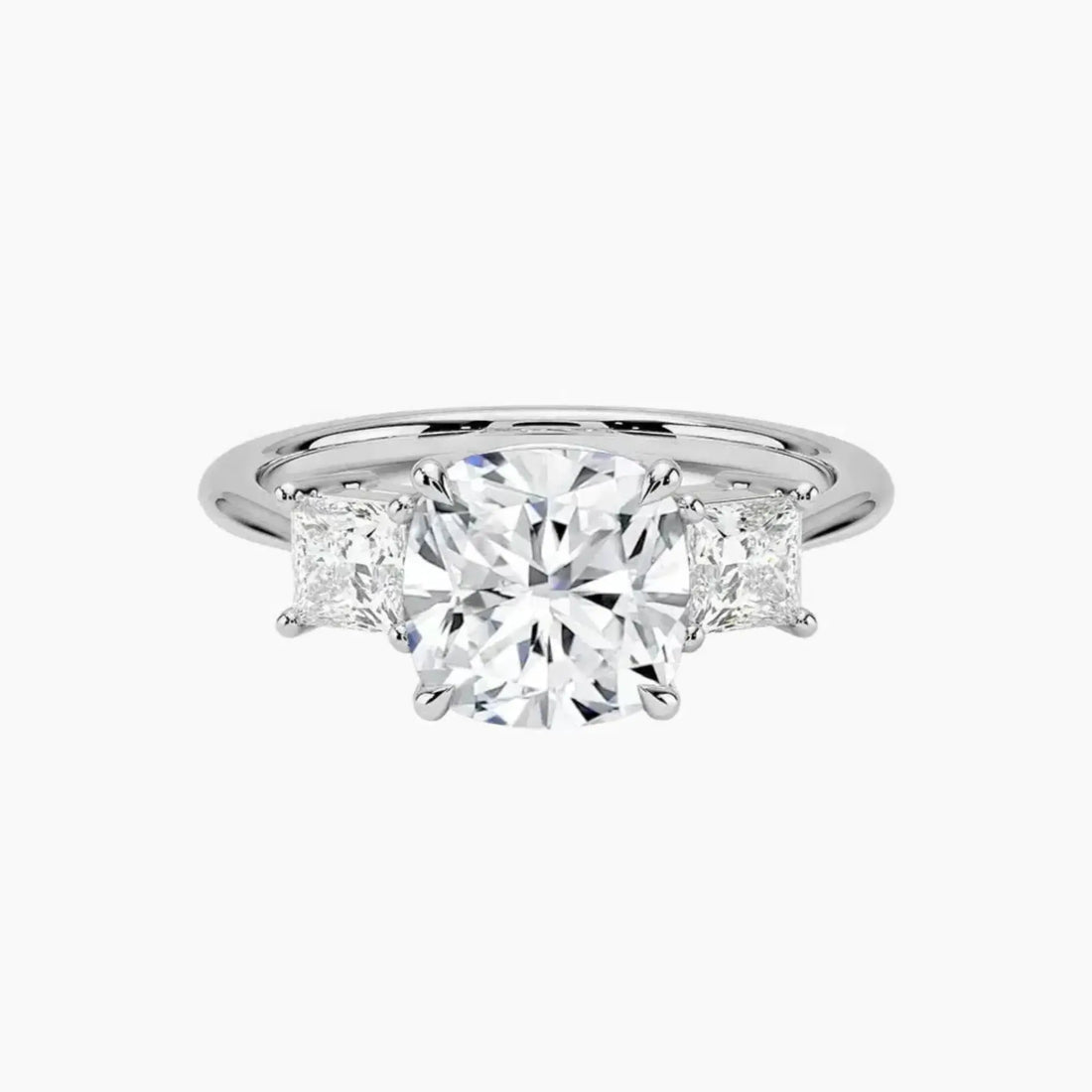 Vespera Cushion Three Stone 2.5 Carat Lab Grown Diamond Engagement Ring in 14K Yellow Gold