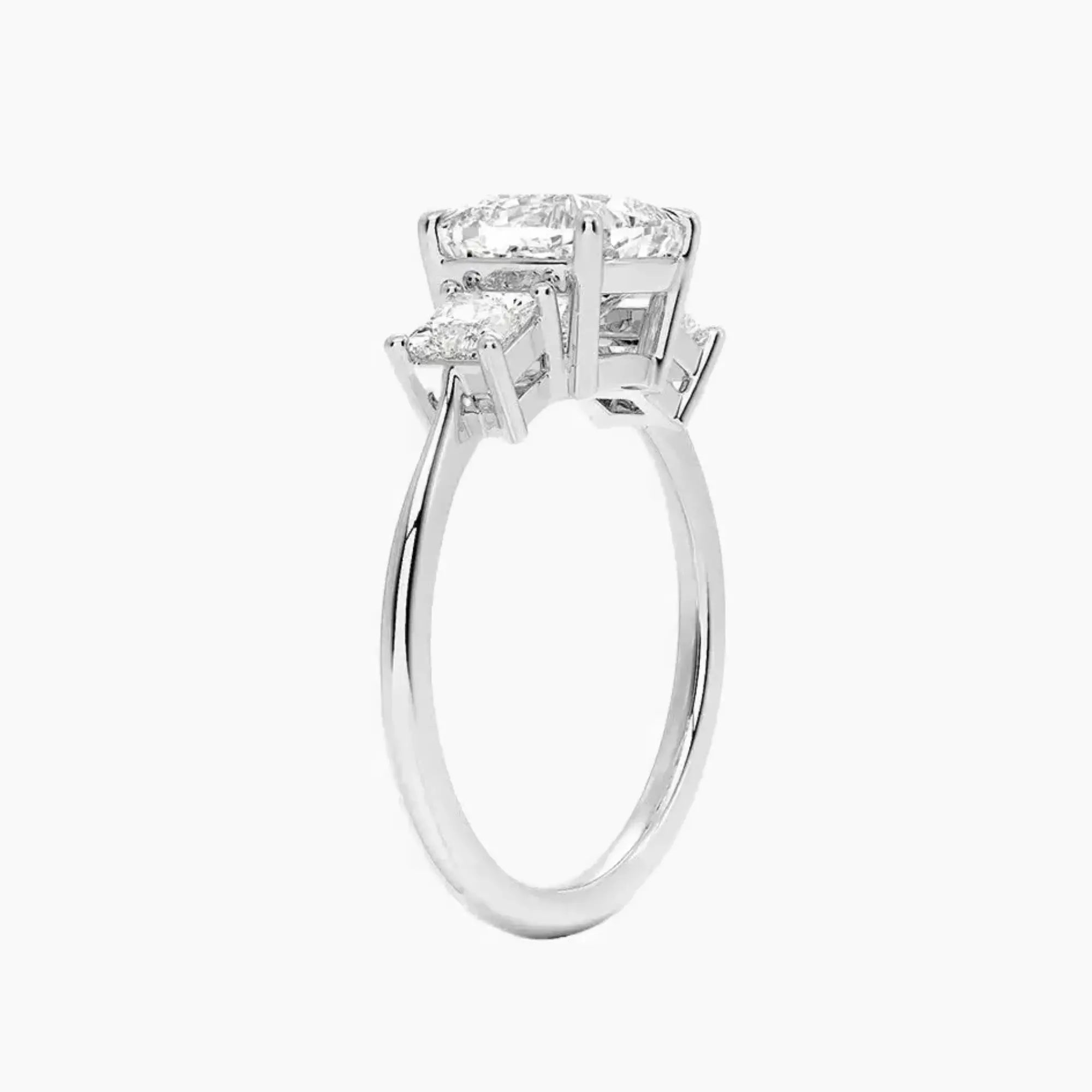 Vespera Cushion Three Stone 2.5 Carat Lab Grown Diamond Engagement Ring in 14K White Gold