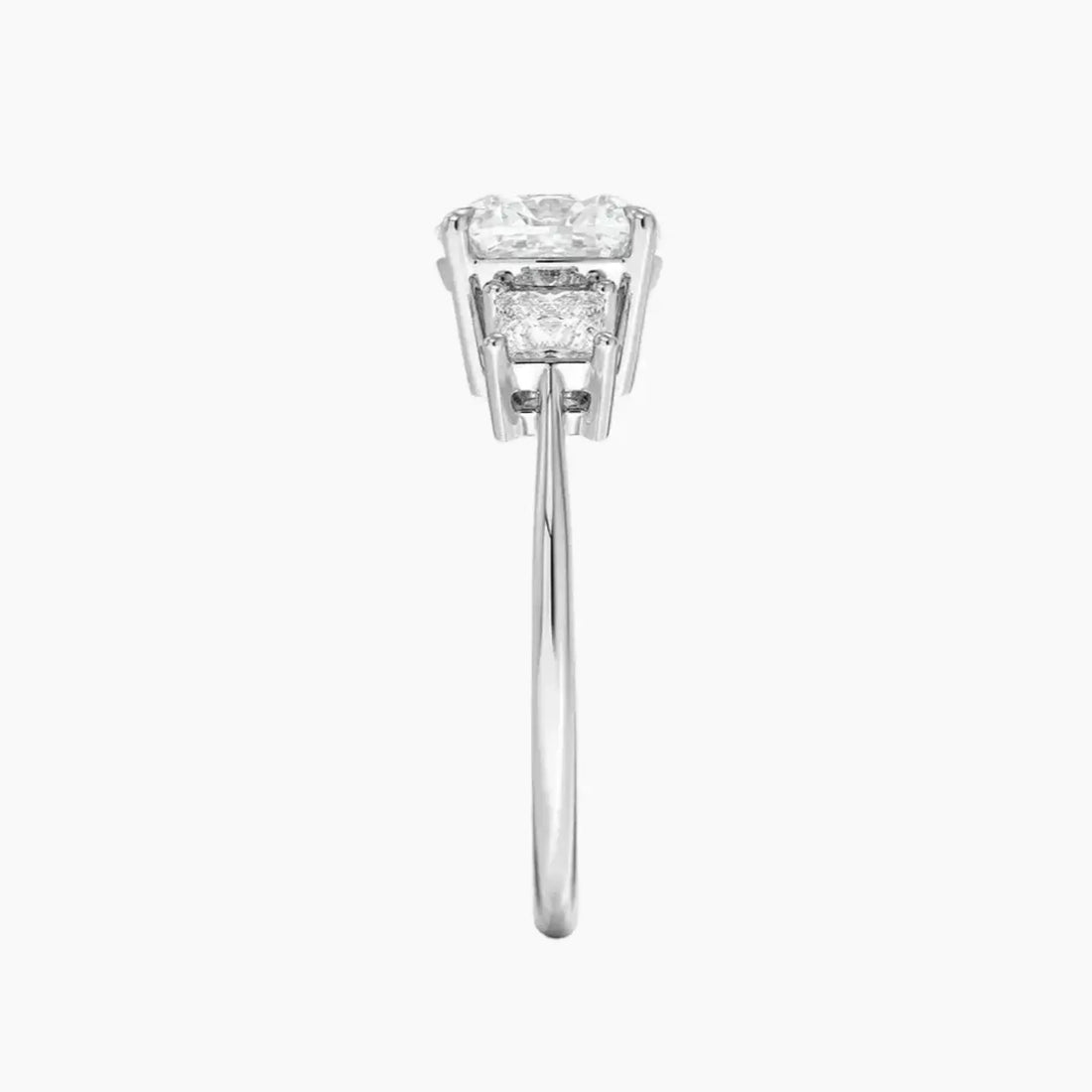 Vespera Cushion Three Stone Diamond Ring Setting in 14K White Gold