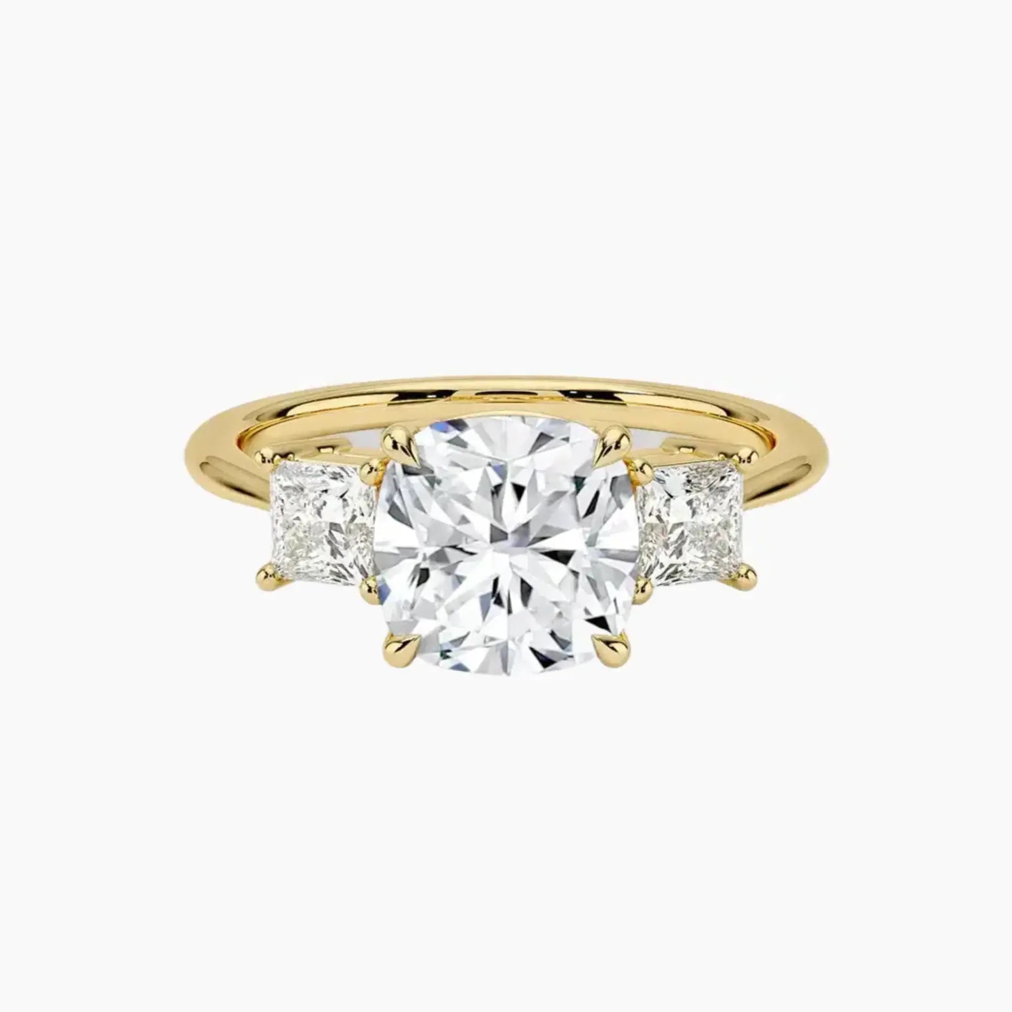 Vespera Cushion Three Stone Diamond Ring Setting in 14K White Gold