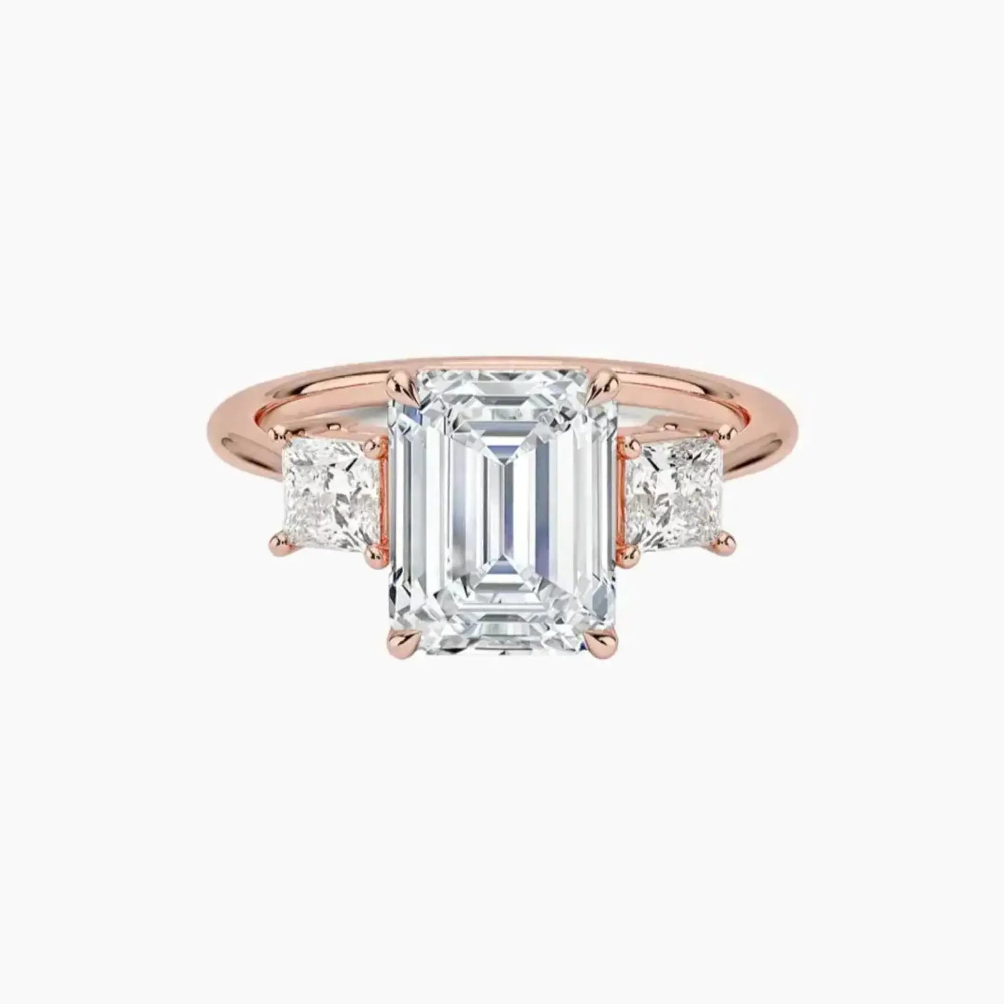 Vespera Emerald Three Stone 3 Carat Lab Grown Diamond Engagement Ring in 14K White Gold