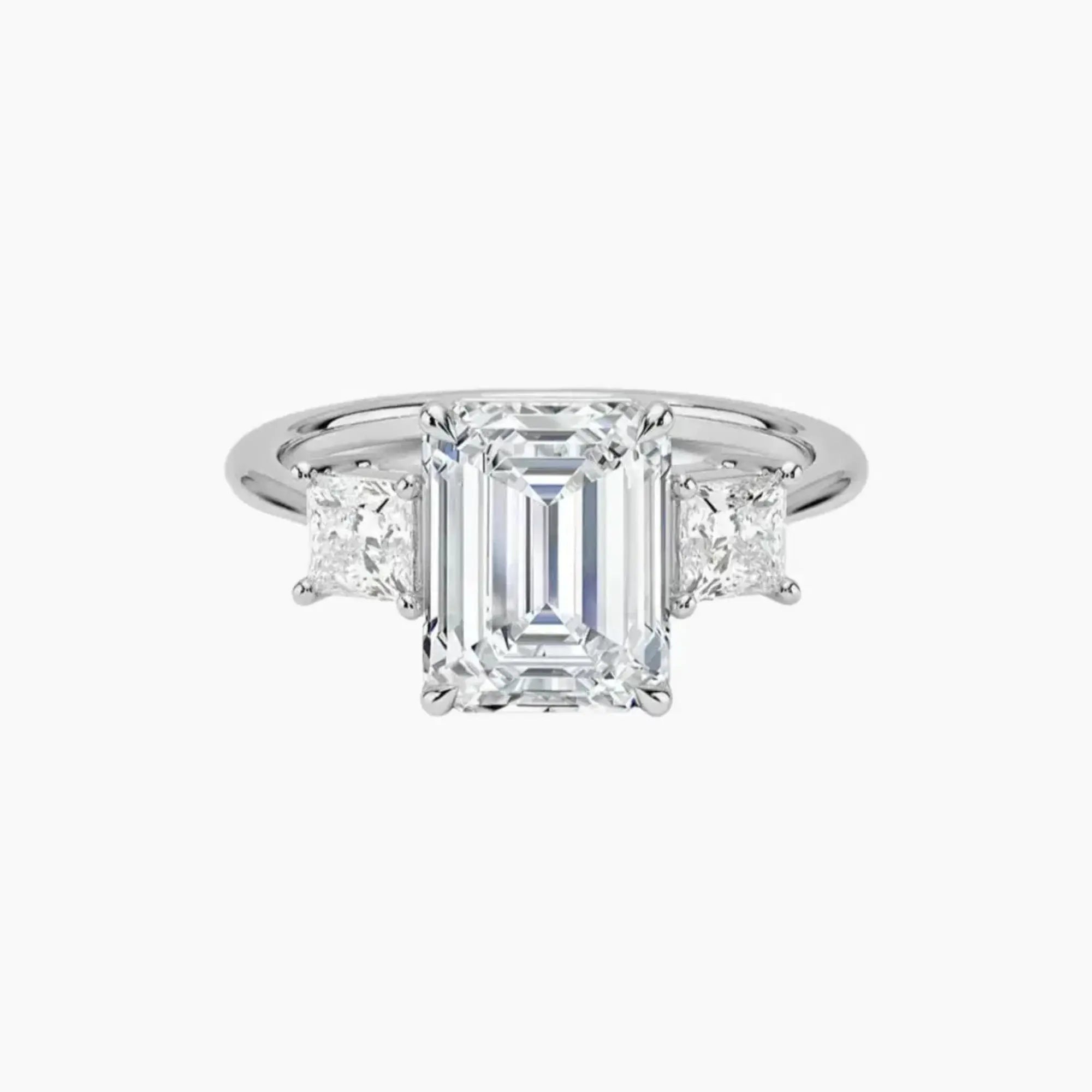 Vespera Emerald Three Stone 2.5 Carat Lab Grown Diamond Engagement Ring in 14K Yellow Gold