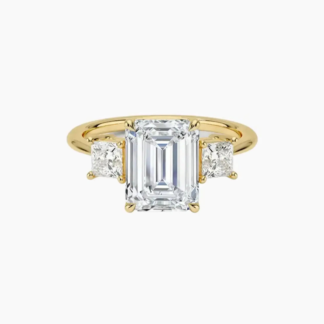 Vespera Emerald Three Stone Diamond Ring Setting in 18K White Gold