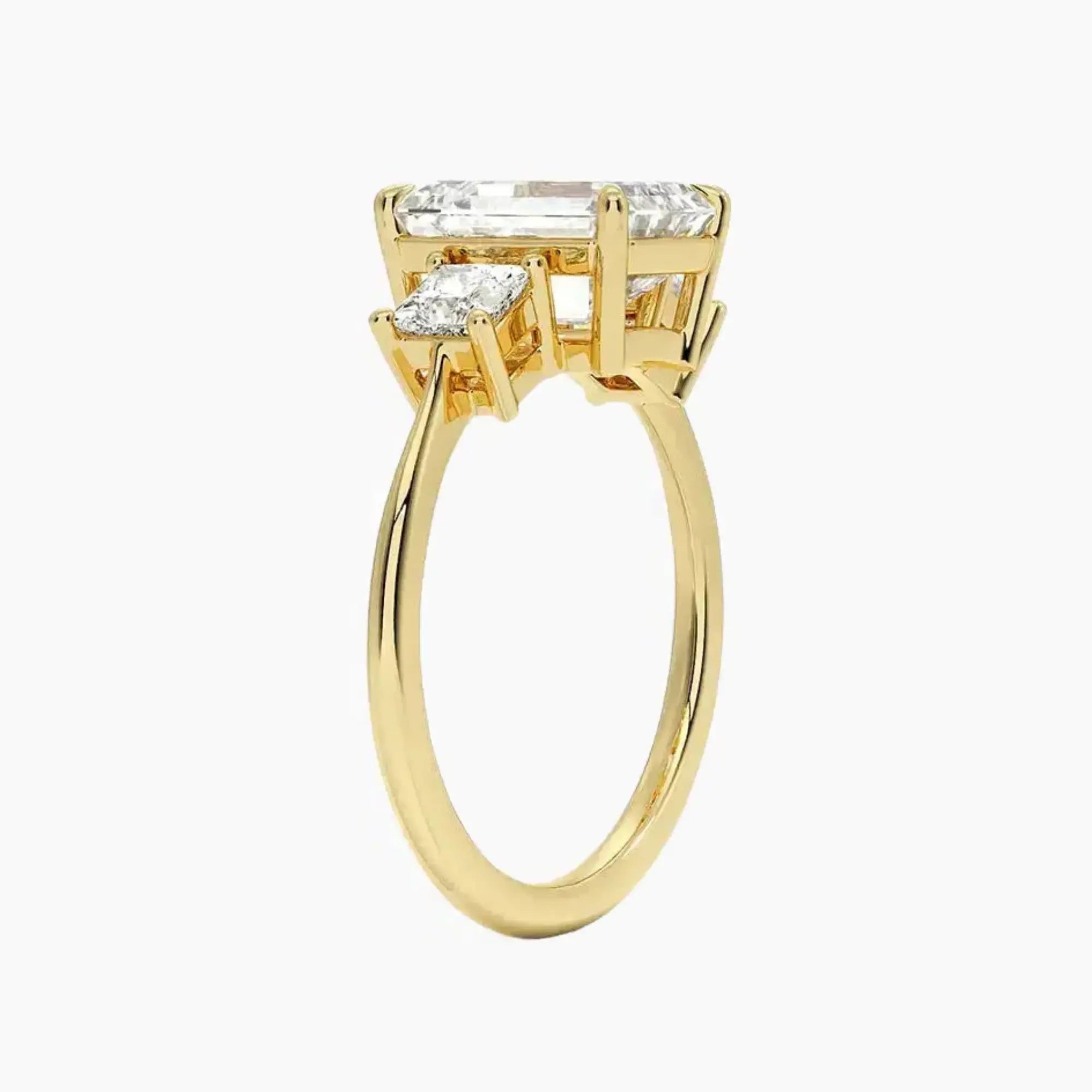 Vespera Emerald Three Stone 1.5 Carat Lab Grown Diamond Engagement Ring in 14K Yellow Gold