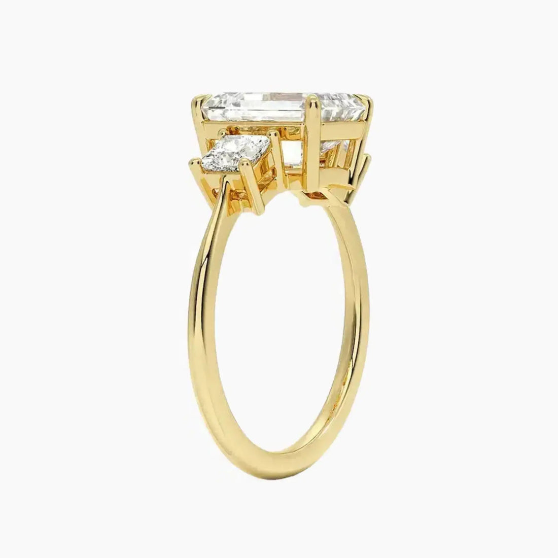 Vespera Emerald Three Stone 3 Carat Lab Grown Diamond Engagement Ring in 14K Yellow Gold