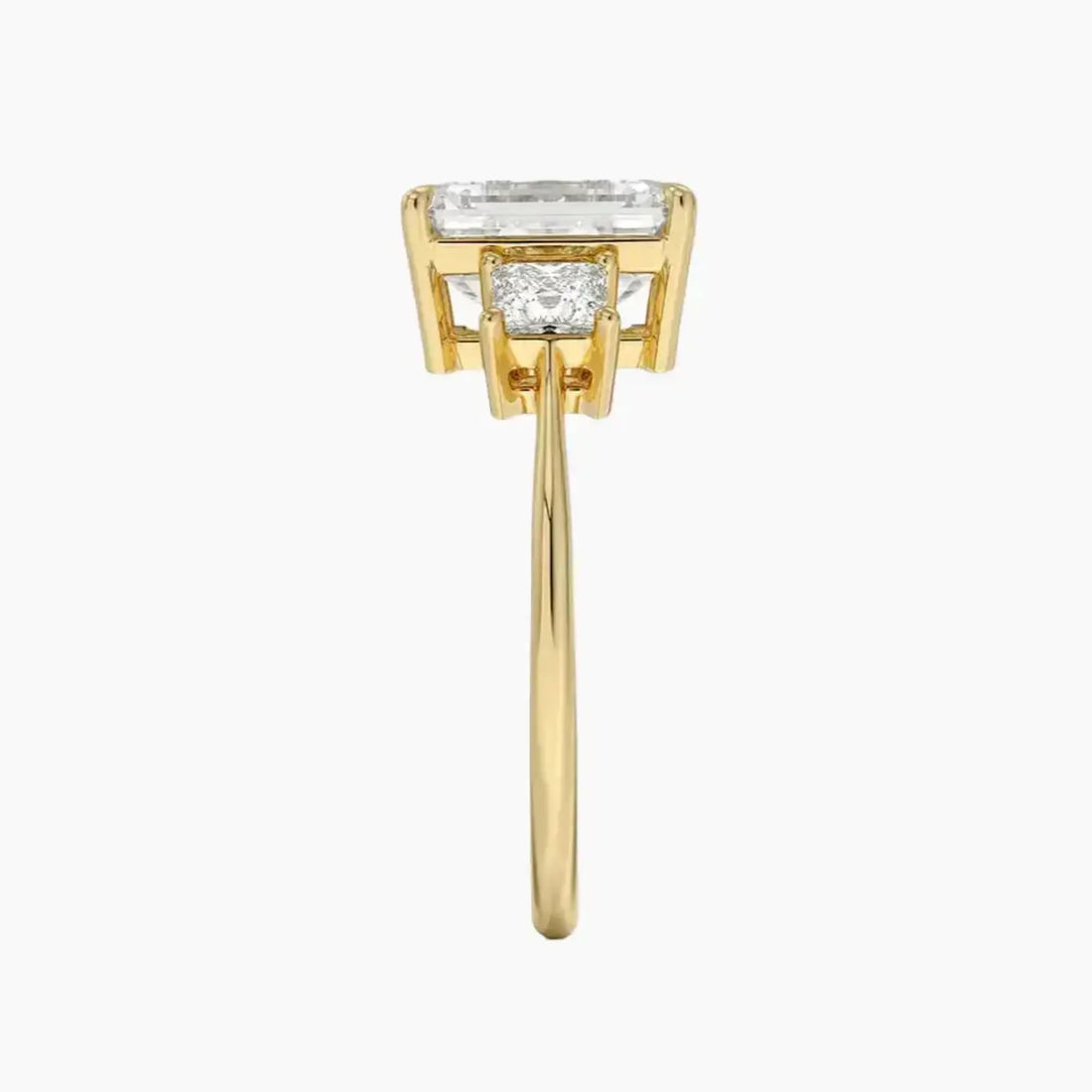 Vespera Emerald Three Stone Diamond Ring Setting in 14K White Gold