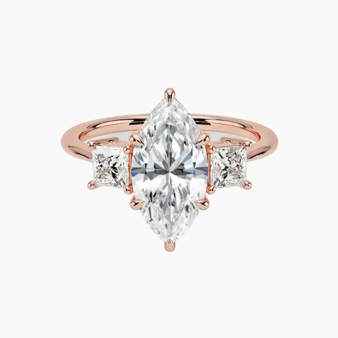 Vespera Marquise Three Stone 3 Carat Lab Grown Diamond Engagement Ring in 18K White Gold