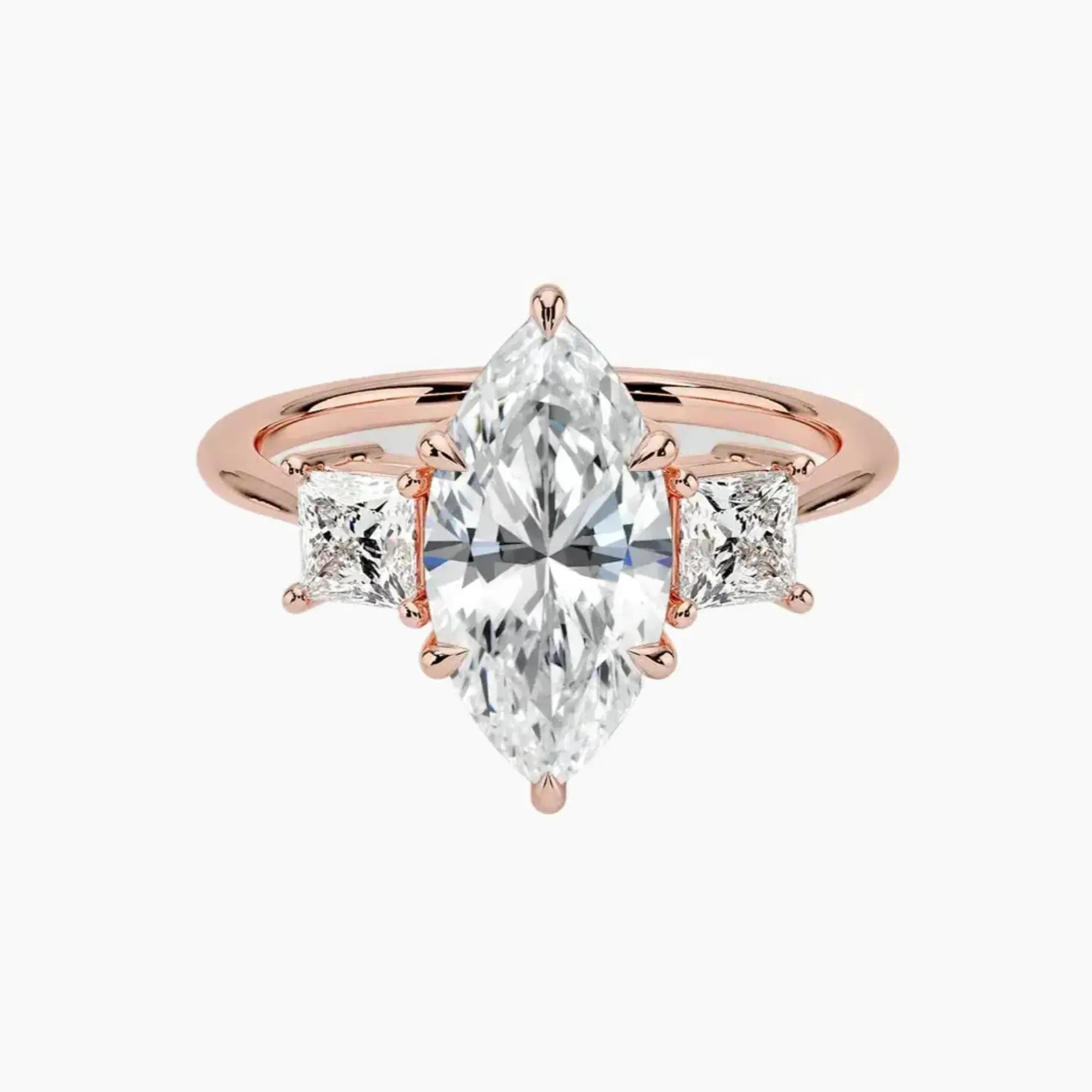 Vespera Marquise Three Stone 1.5 Carat Lab Grown Diamond Engagement Ring in 14K Rose Gold