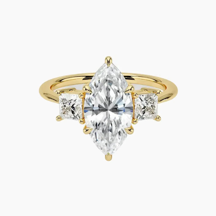 Vespera Marquise Three Stone 2 Carat Lab Grown Diamond Engagement Ring in 18K Yellow Gold