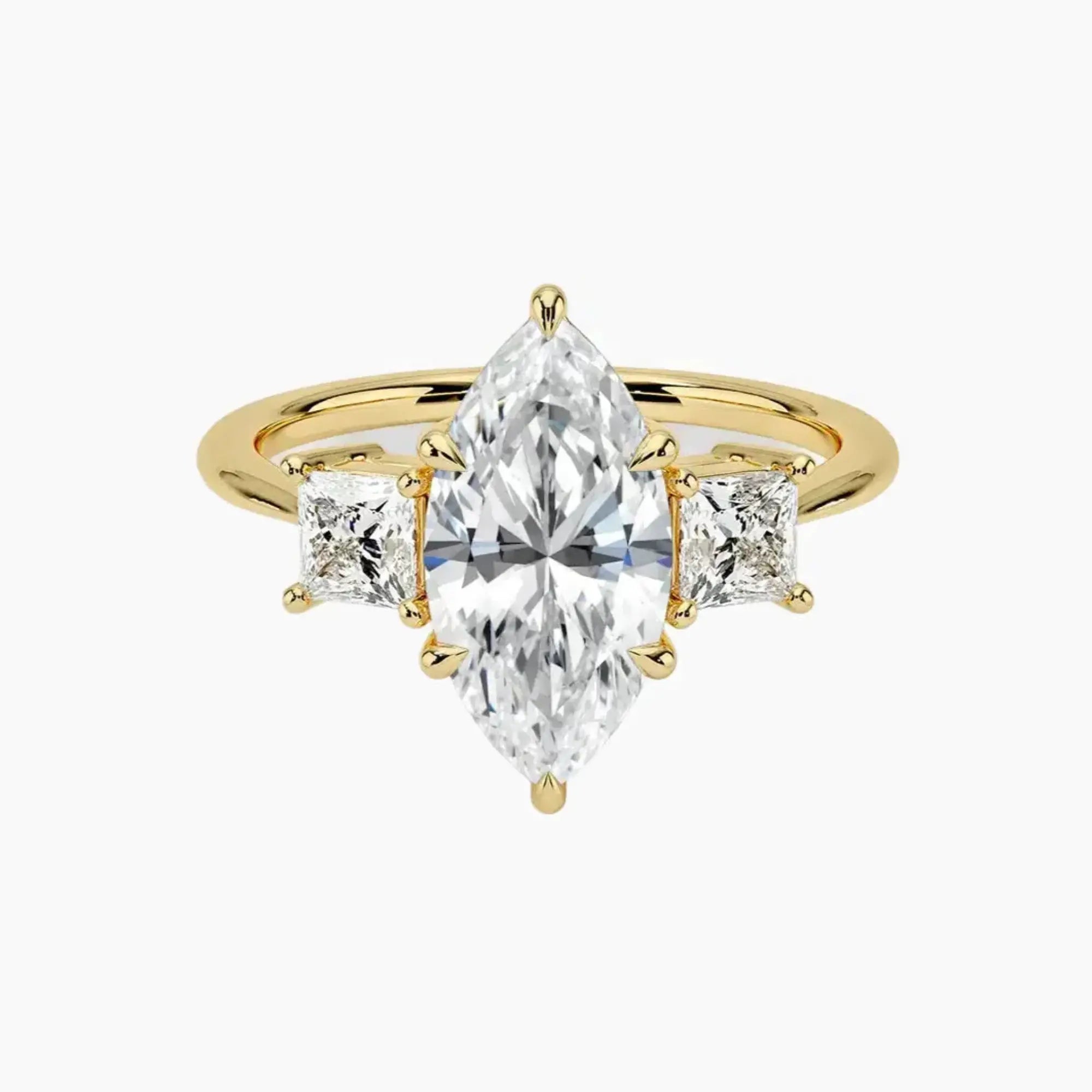 Vespera Marquise Three Stone Diamond Ring Setting in 18K White Gold