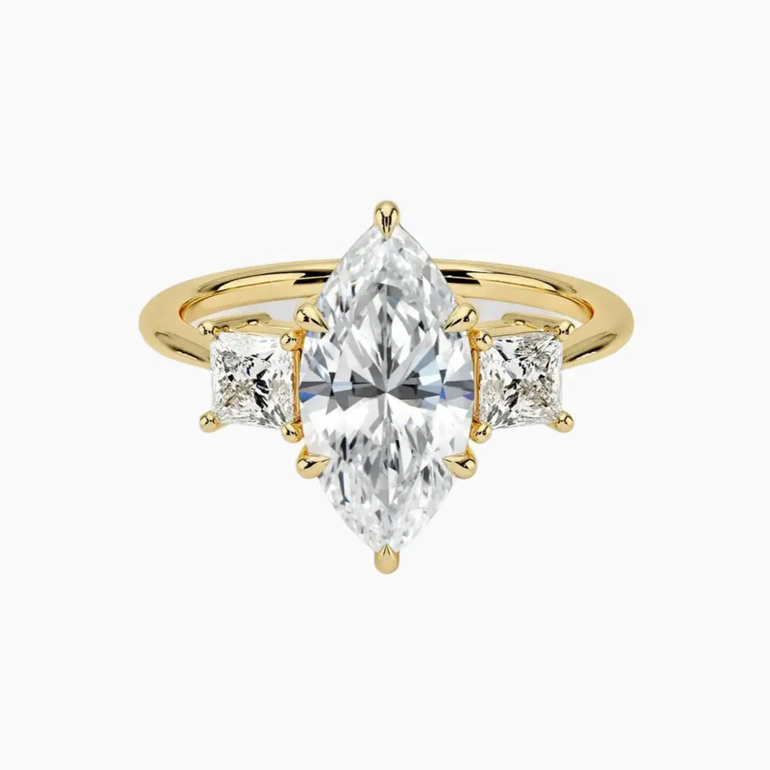 Vespera Marquise Three Stone 1.5 Carat Lab Grown Diamond Engagement Ring in 18K Yellow Gold
