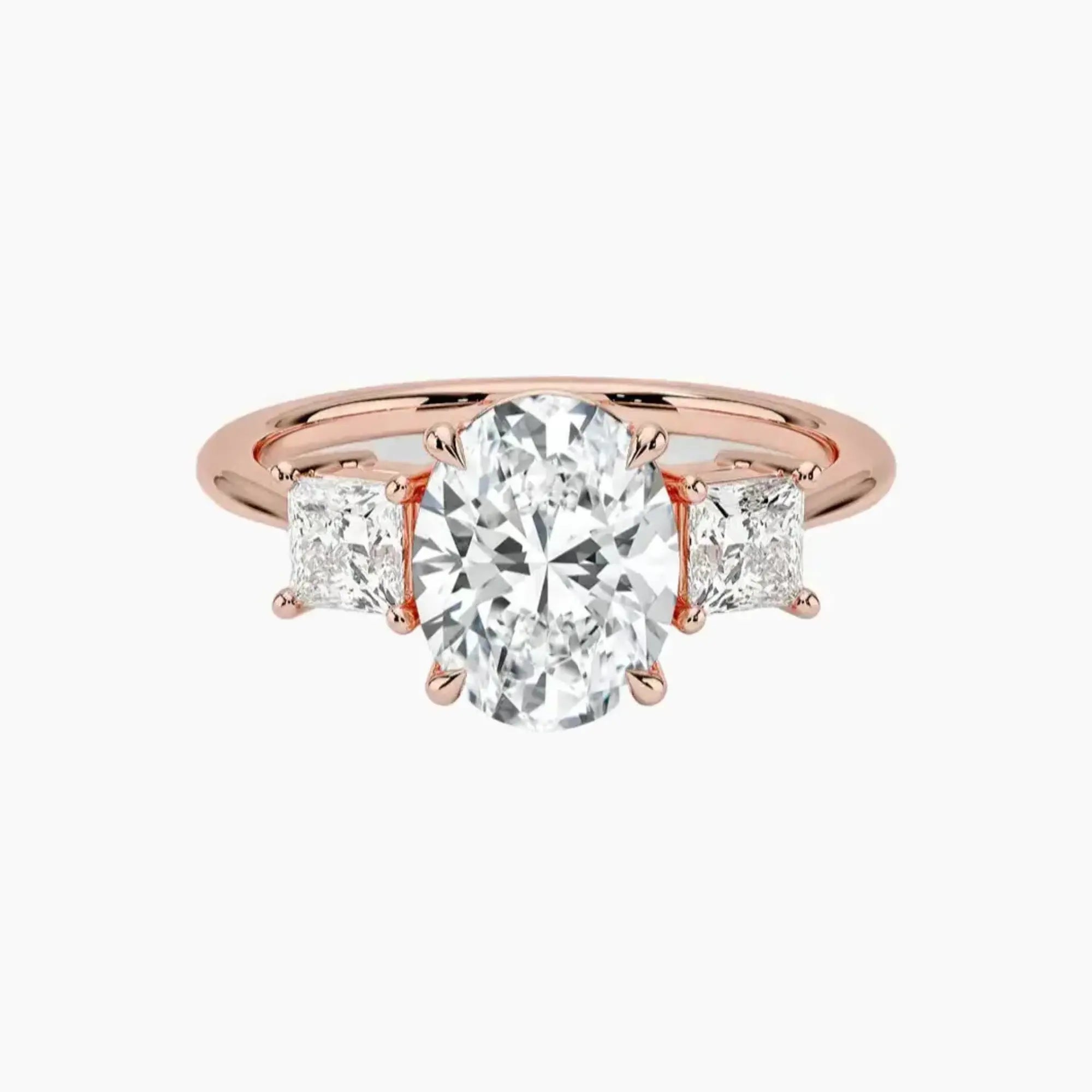 Vespera Oval Three Stone 2 Carat Lab Grown Diamond Engagement Ring in 18K White Gold