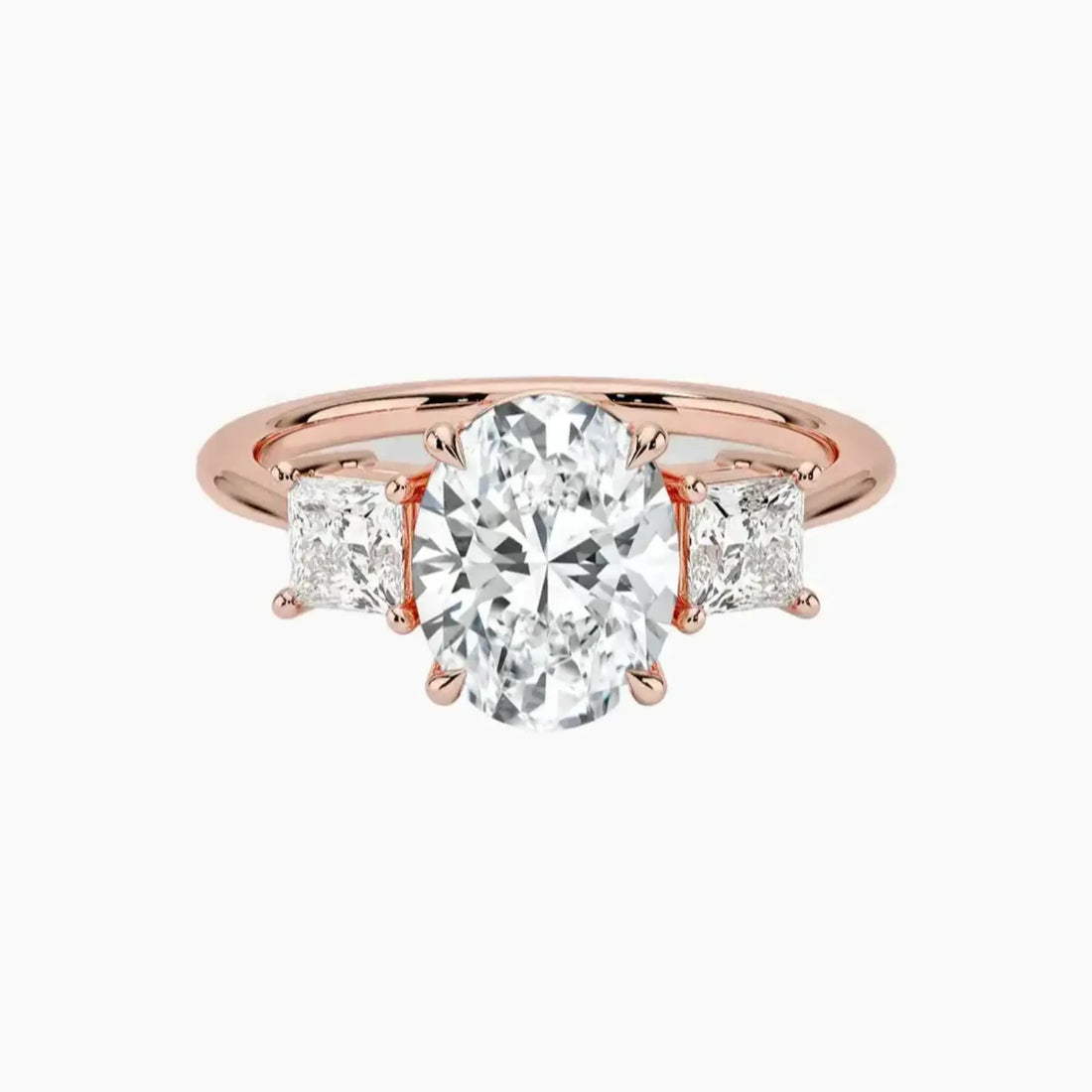 Vespera Oval Three Stone 2 Carat Lab Grown Diamond Engagement Ring in 14K White Gold