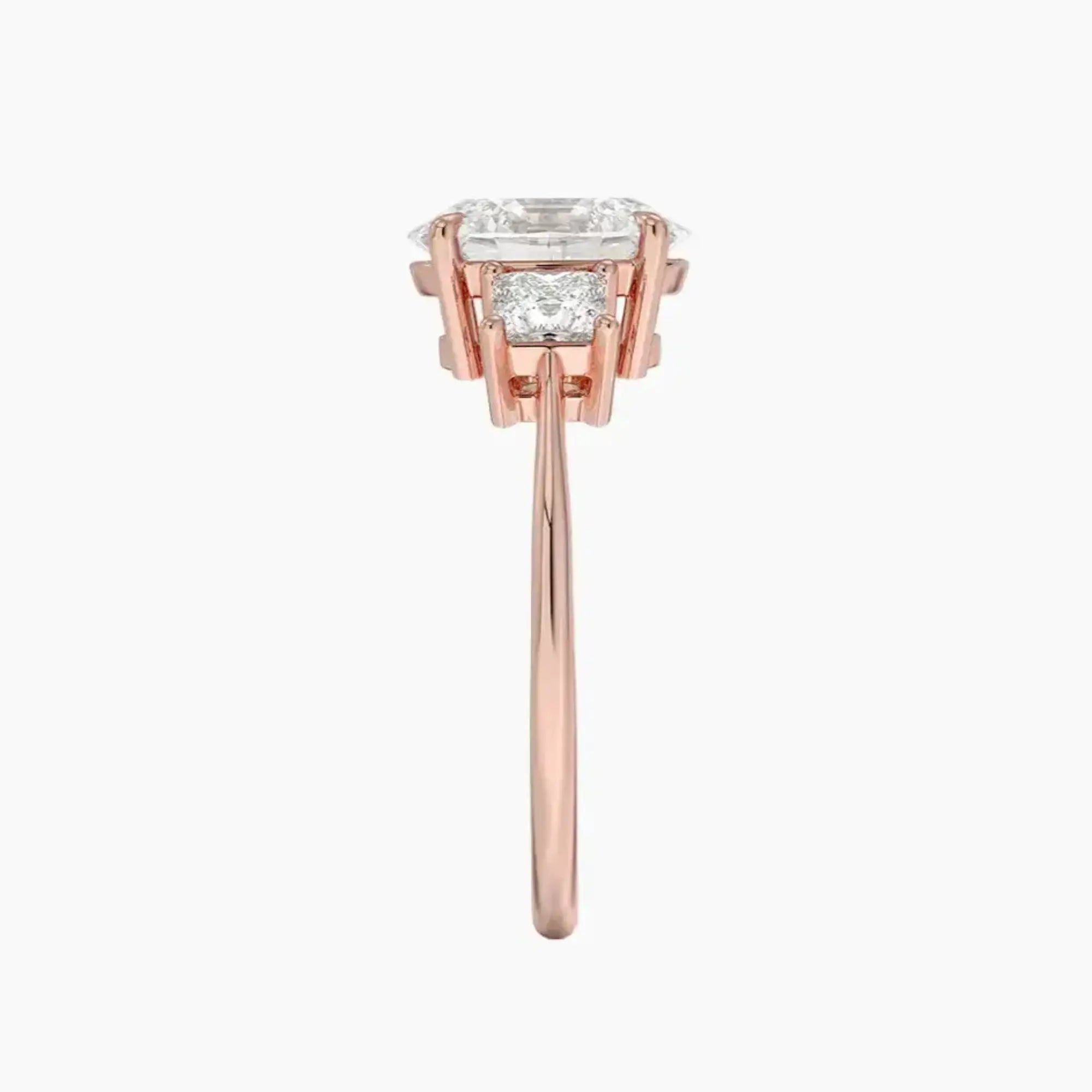 Vespera Oval Three Stone 1 Carat Lab Grown Diamond Engagement Ring in 14K Yellow Gold