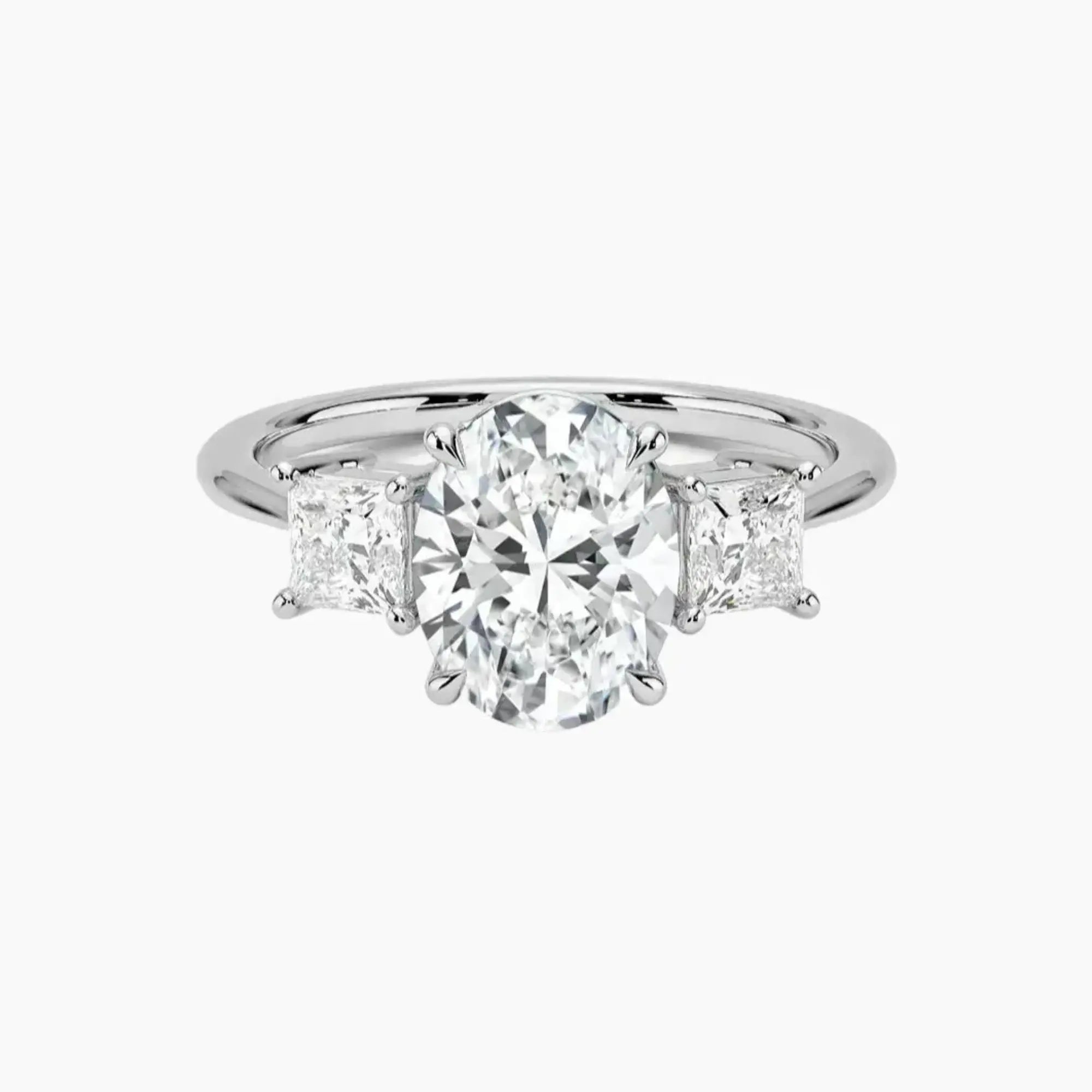 Vespera Oval Three Stone Diamond Ring Setting in 14K Yellow Gold