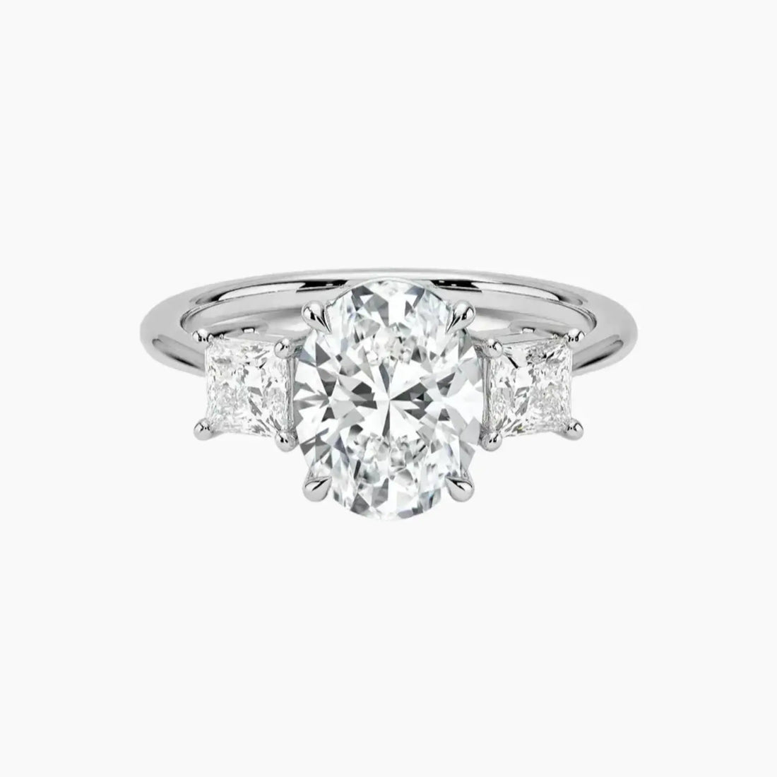 Vespera Oval Three Stone 1 Carat Lab Grown Diamond Engagement Ring in 18K Yellow Gold