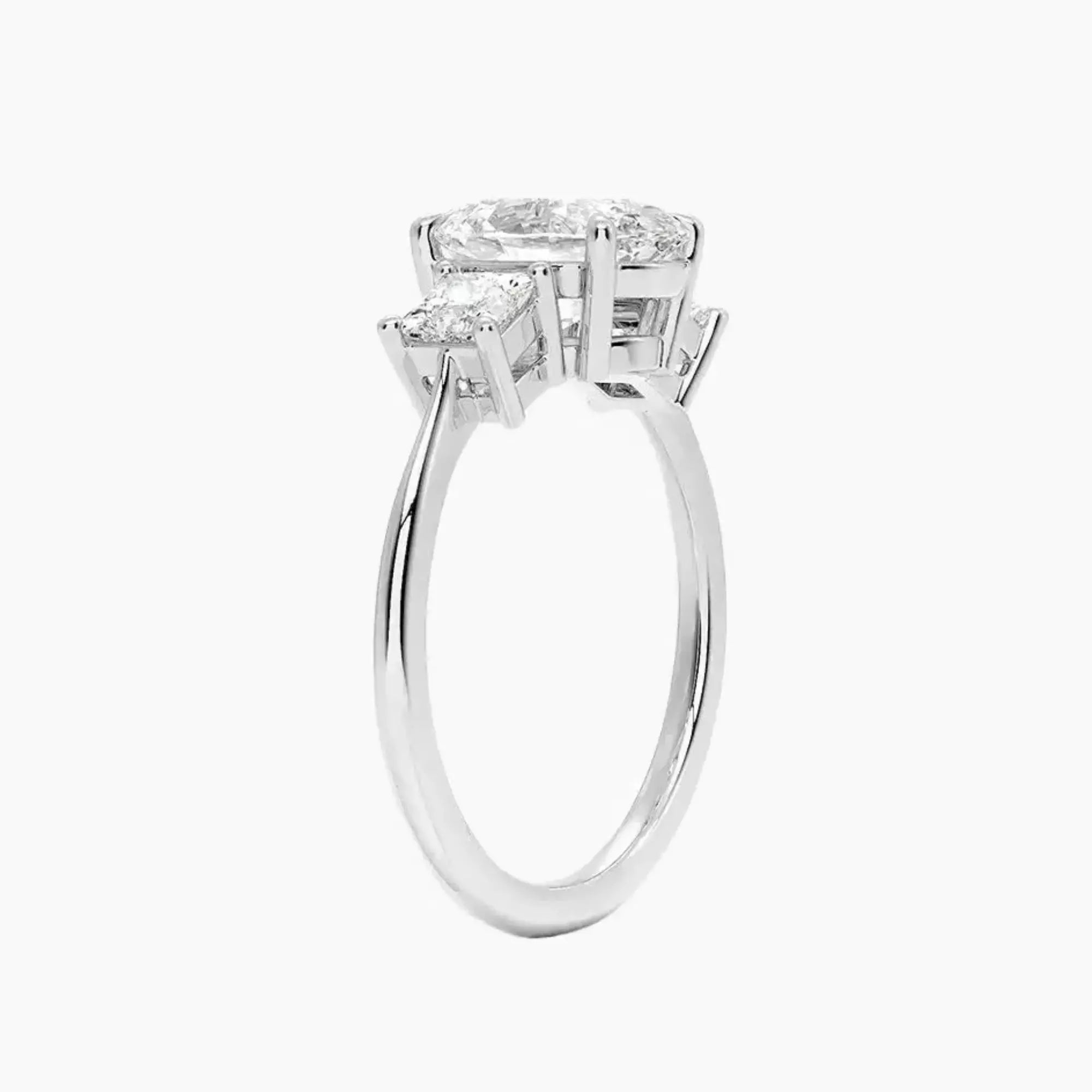 Vespera Oval Three Stone Diamond Ring Setting in 14K White Gold