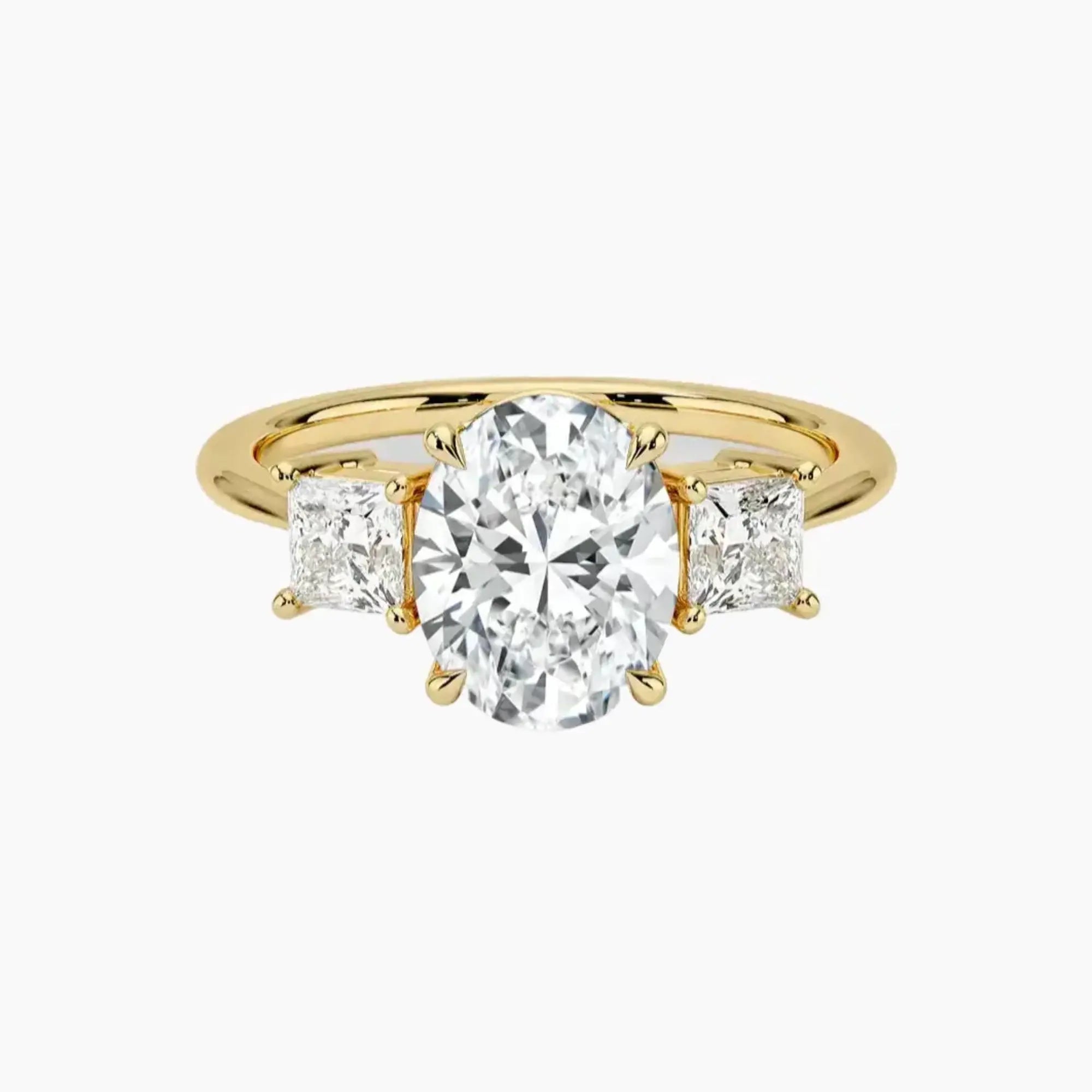 Vespera Oval Three Stone 2 Carat Lab Grown Diamond Engagement Ring in 18K White Gold