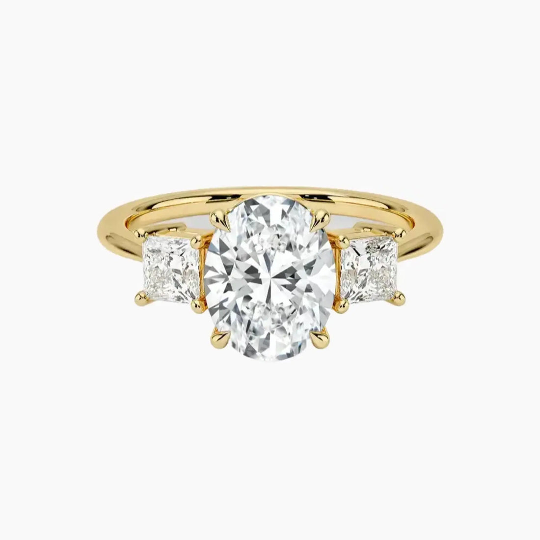 Vespera Oval Three Stone Diamond Ring Setting in 14K Rose Gold