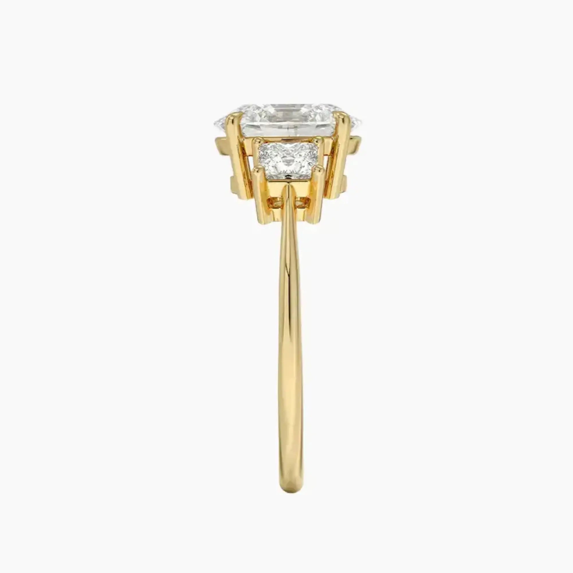 Vespera Oval Three Stone 1.5 Carat Lab Grown Diamond Engagement Ring in 18K Yellow Gold
