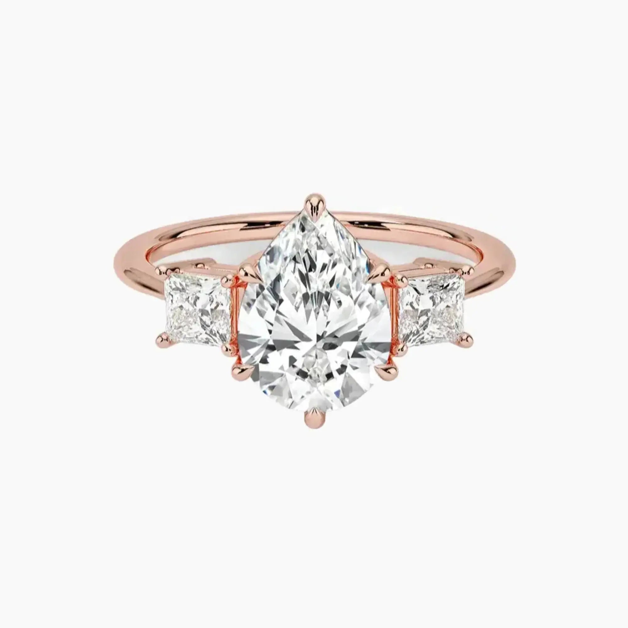 Vespera Pear Three Stone Diamond Ring Setting in 14K White Gold