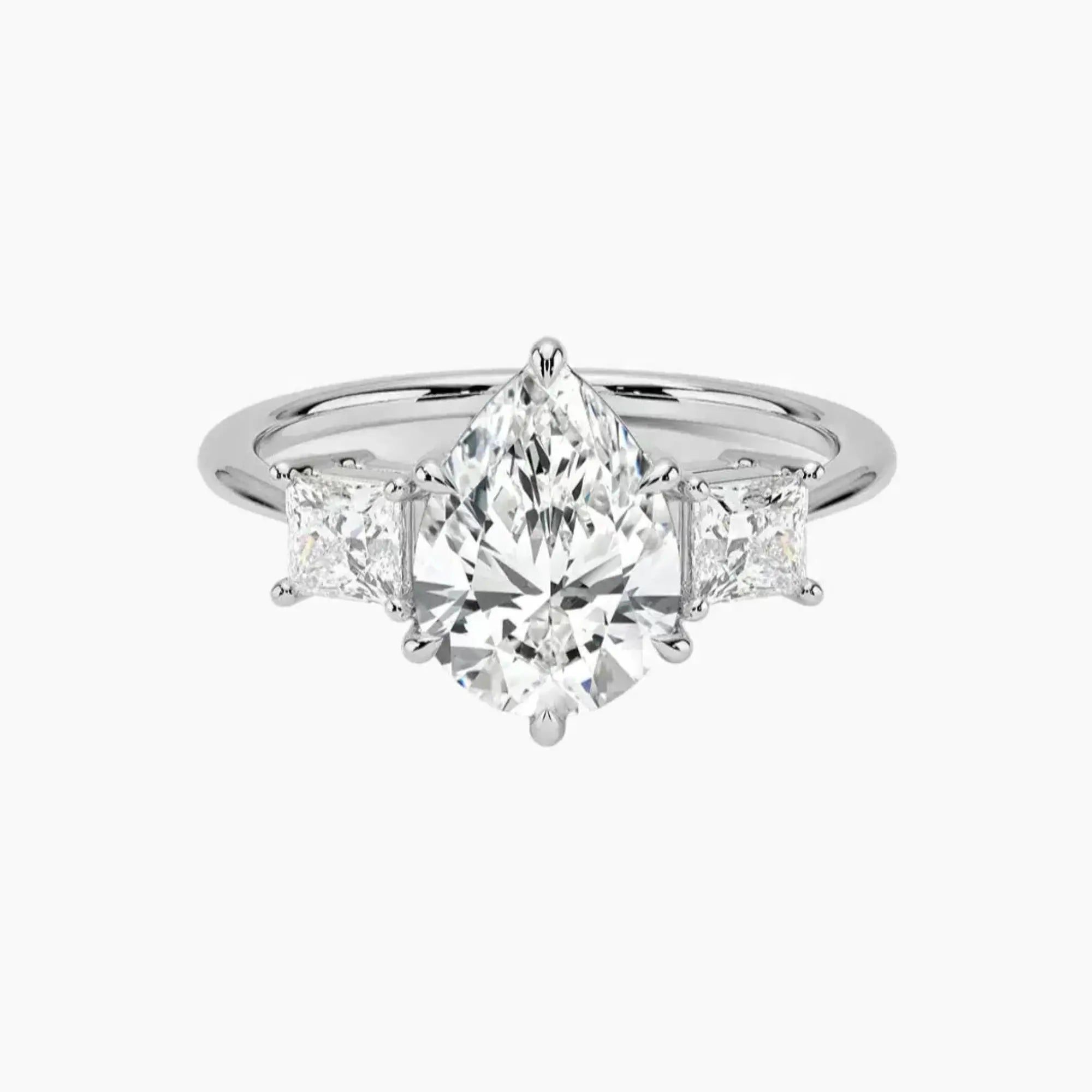 Vespera Pear Three Stone Diamond Ring Setting in 14K Yellow Gold