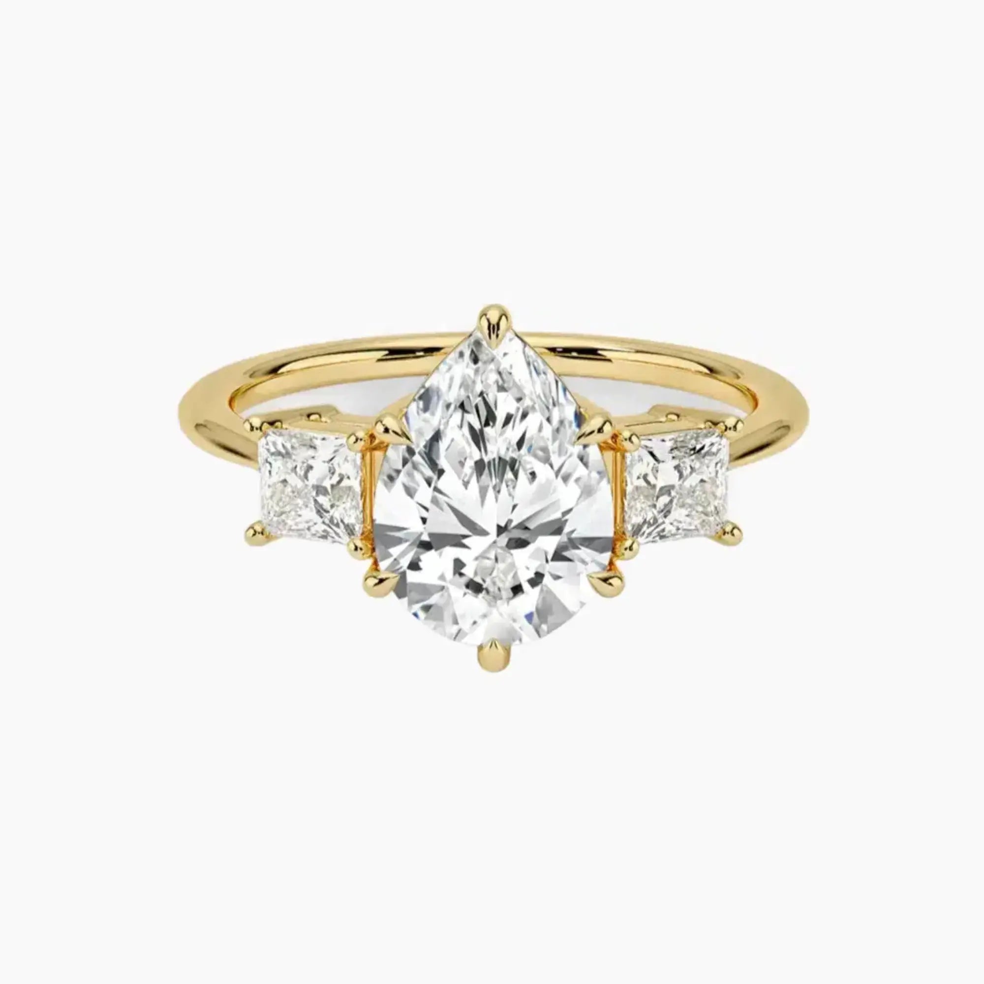 Vespera Pear Three Stone Diamond Ring Setting in 14K White Gold