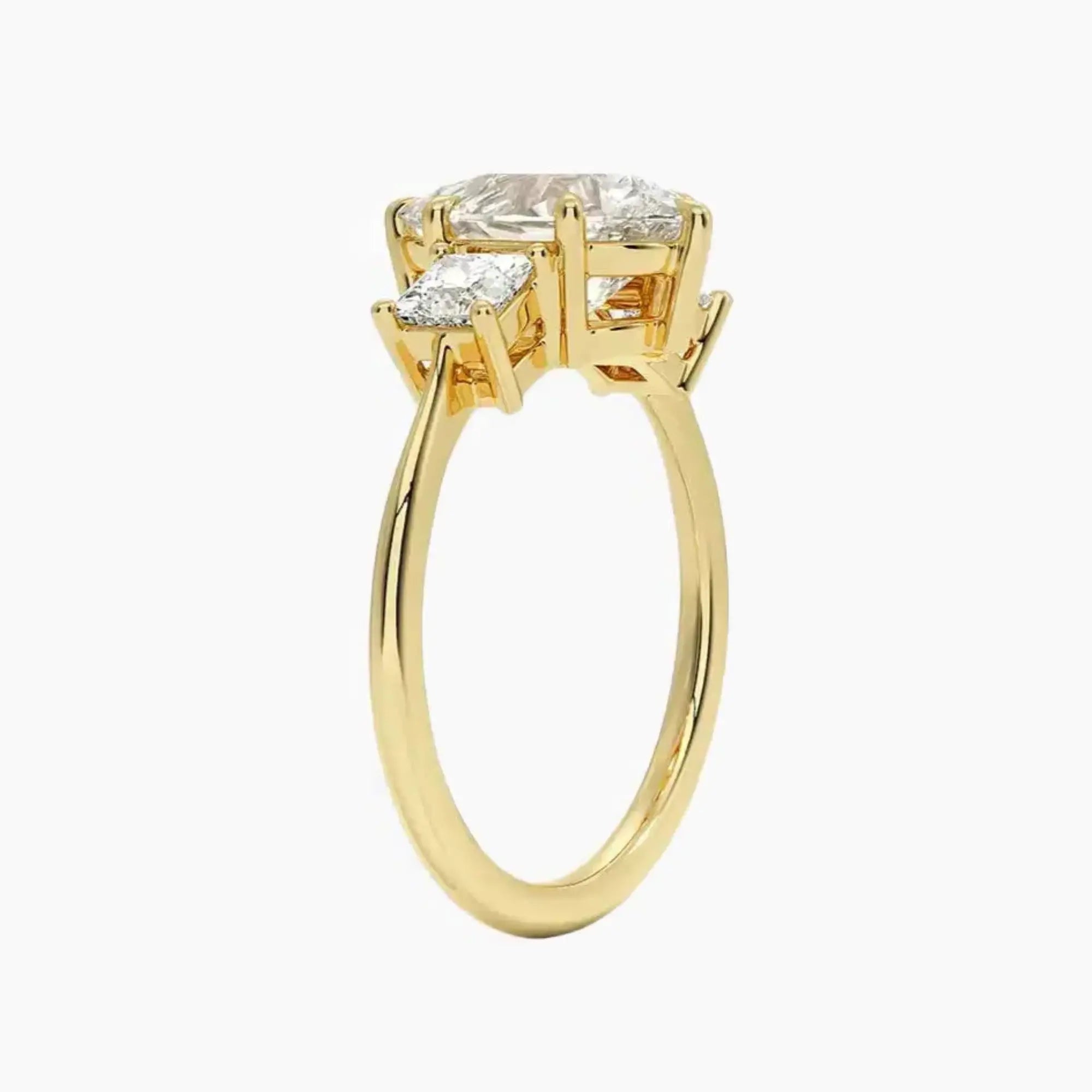 Vespera Pear Three Stone 1 Carat Lab Grown Diamond Engagement Ring in 14K Yellow Gold