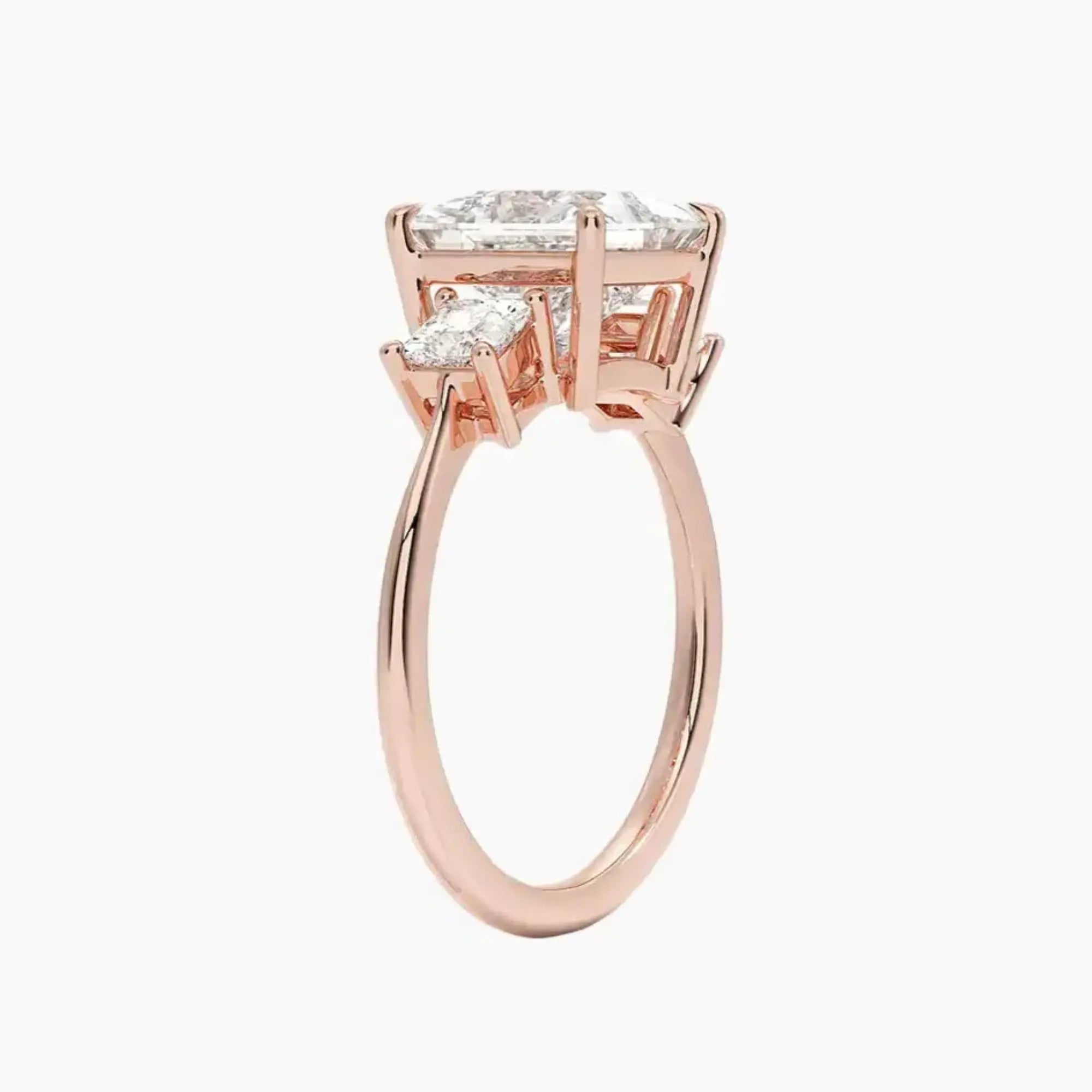 Vespera Princess Three Stone 2 Carat Lab Grown Diamond Engagement Ring in 18K Rose Gold