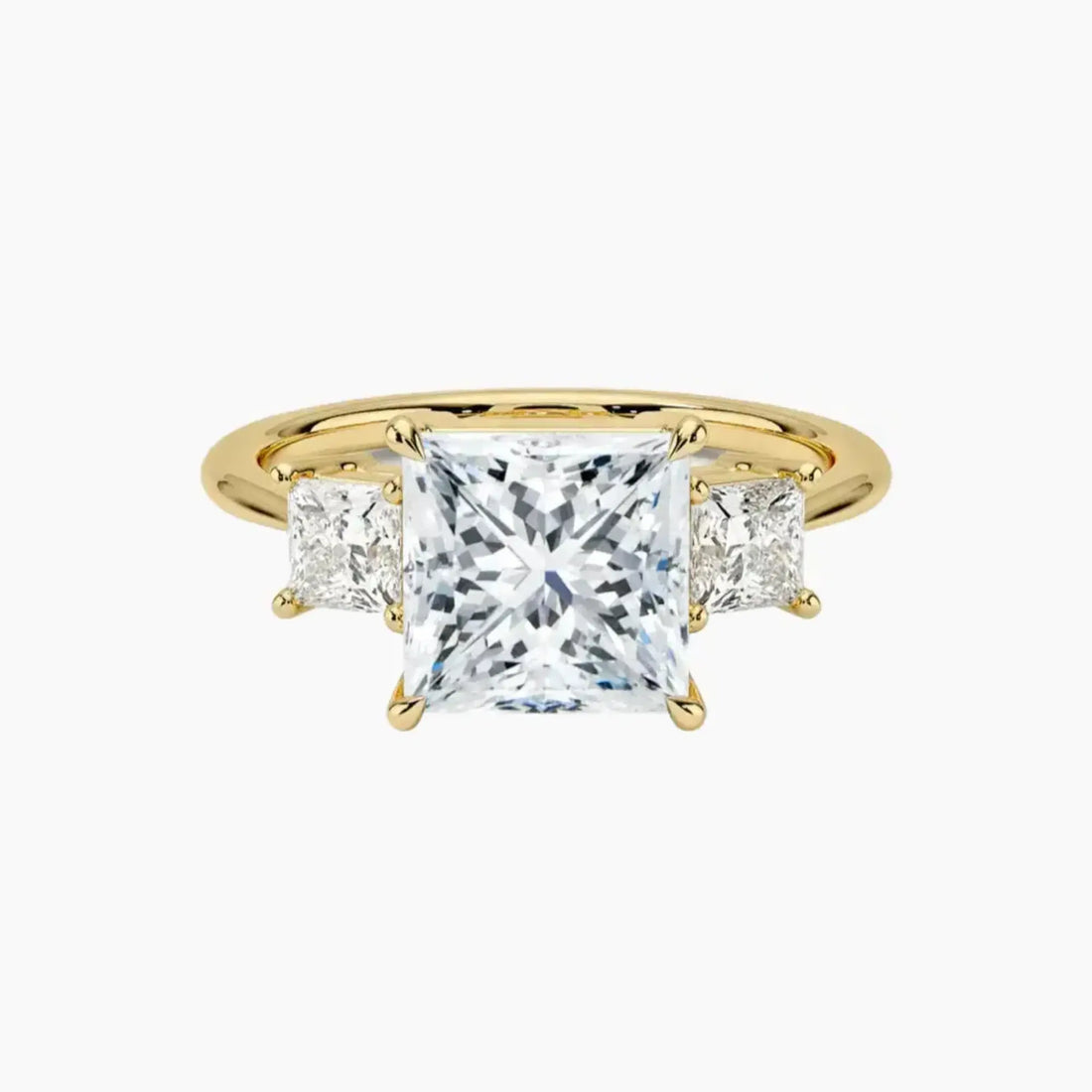 Vespera Princess Three Stone 1.5 Carat Lab Grown Diamond Engagement Ring in 18K Yellow Gold