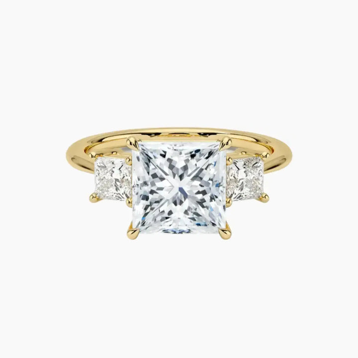 Vespera Princess Three Stone 1.5 Carat Lab Grown Diamond Engagement Ring in 18K Yellow Gold