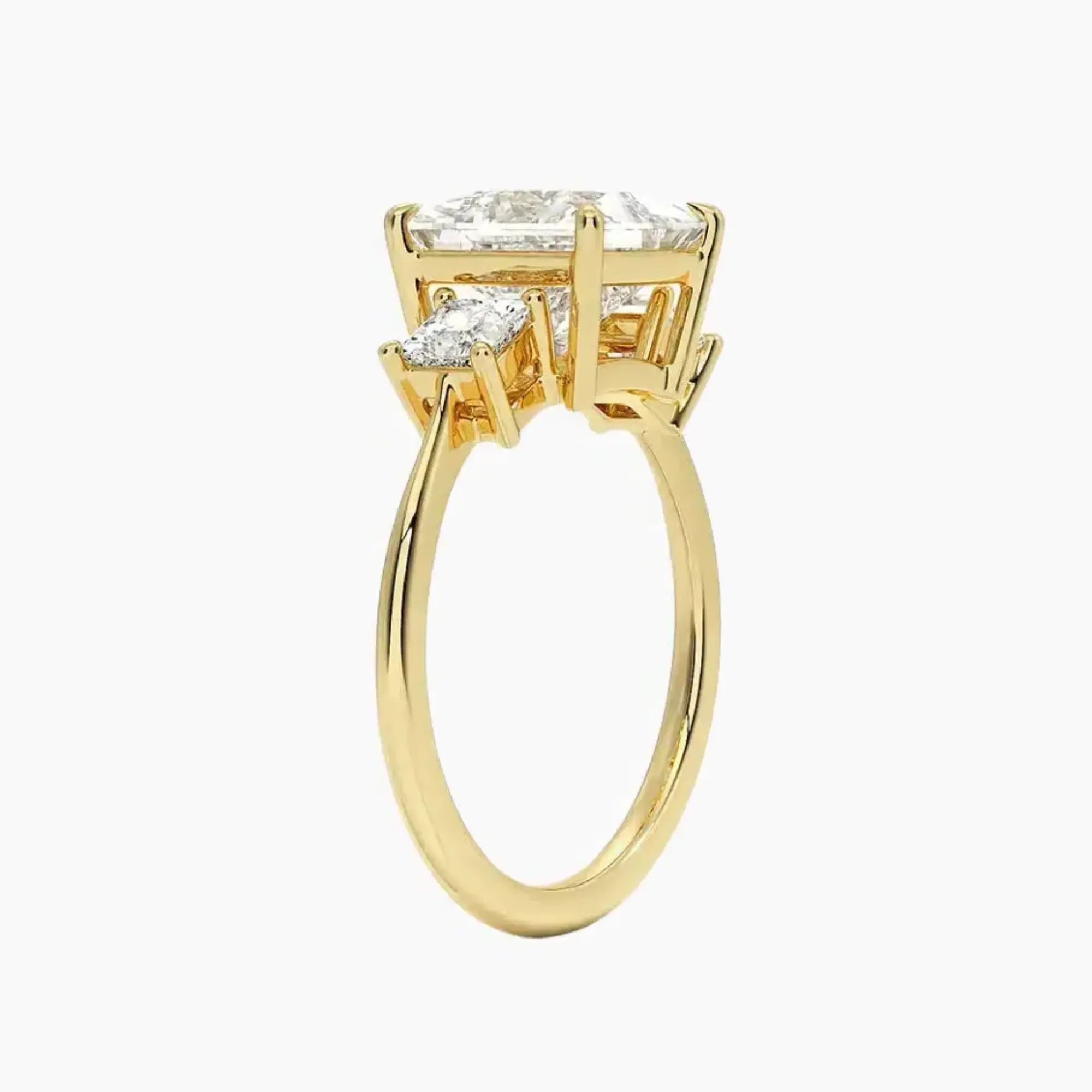 Vespera Princess Three Stone Diamond Ring Setting in 14K Rose Gold