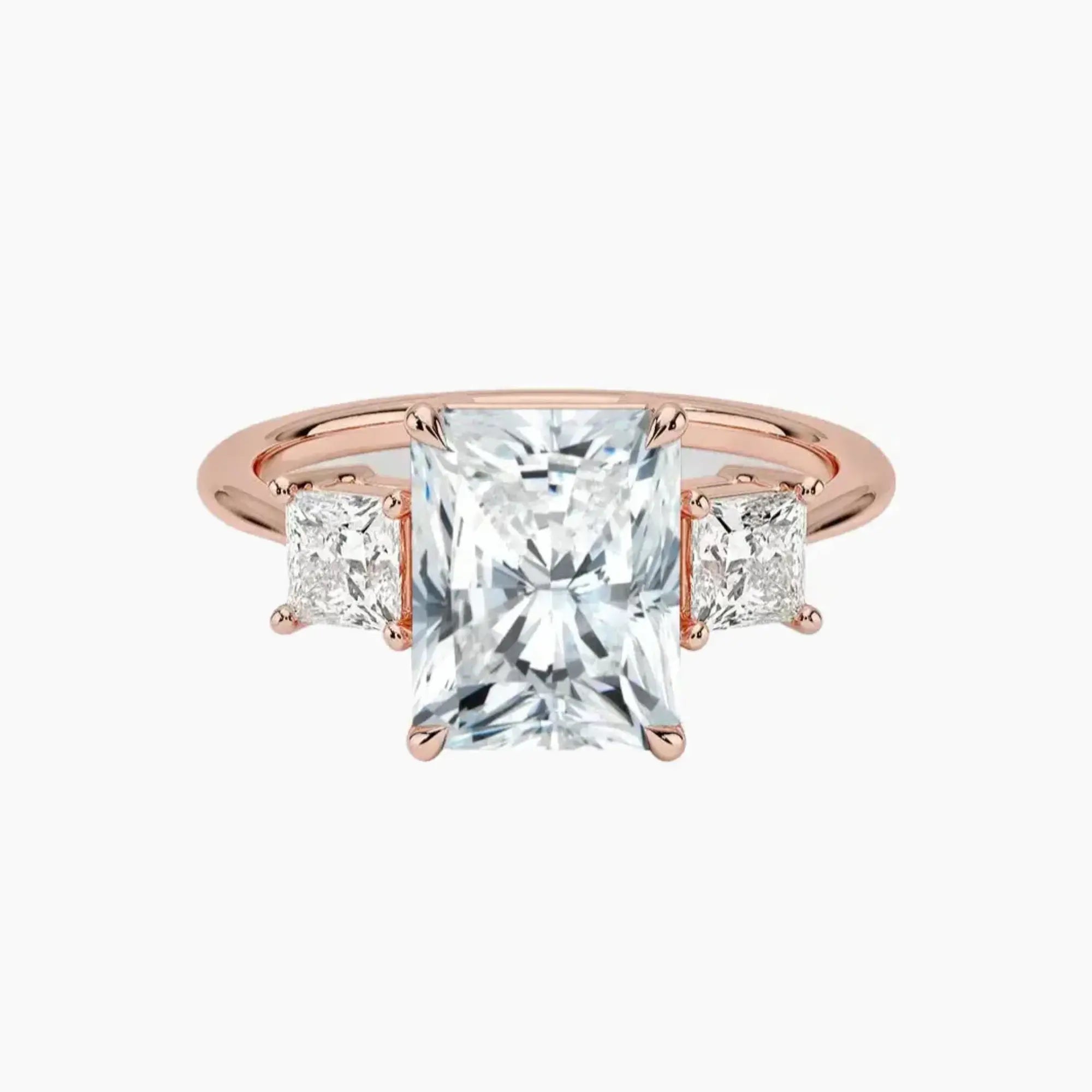 Vespera Radiant Three Stone 3 Carat Lab Grown Diamond Engagement Ring in 18K White Gold