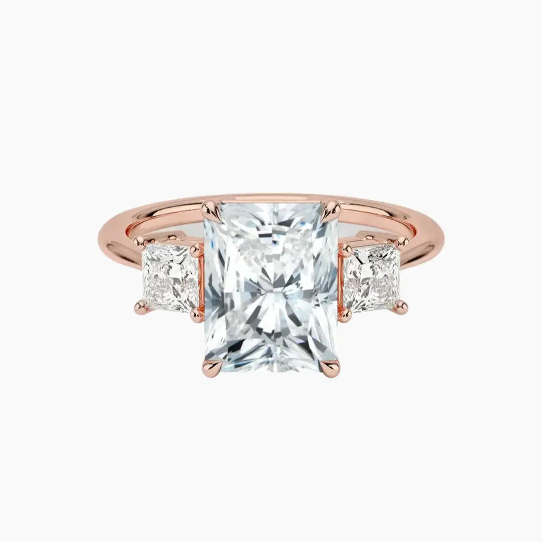 Vespera Radiant Three Stone Diamond Ring Setting in 14K Yellow Gold